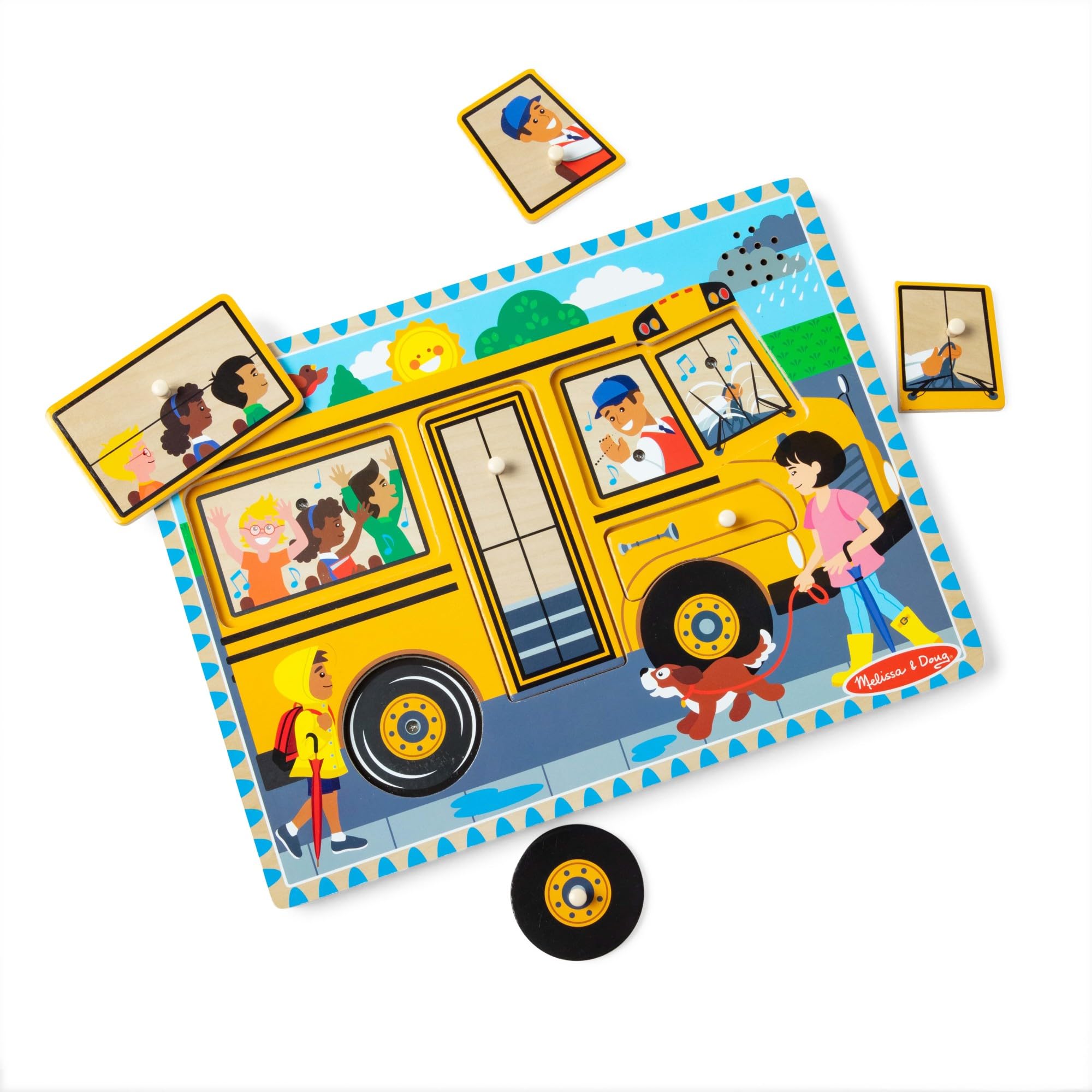 Melissa & Doug Puzzle in Legno per Bambini, L'autobus parlante, Puzzle sonoro, Incastri, 2 Anni Pezzi Grandi, Gioco Bambino, Regalo Bimba