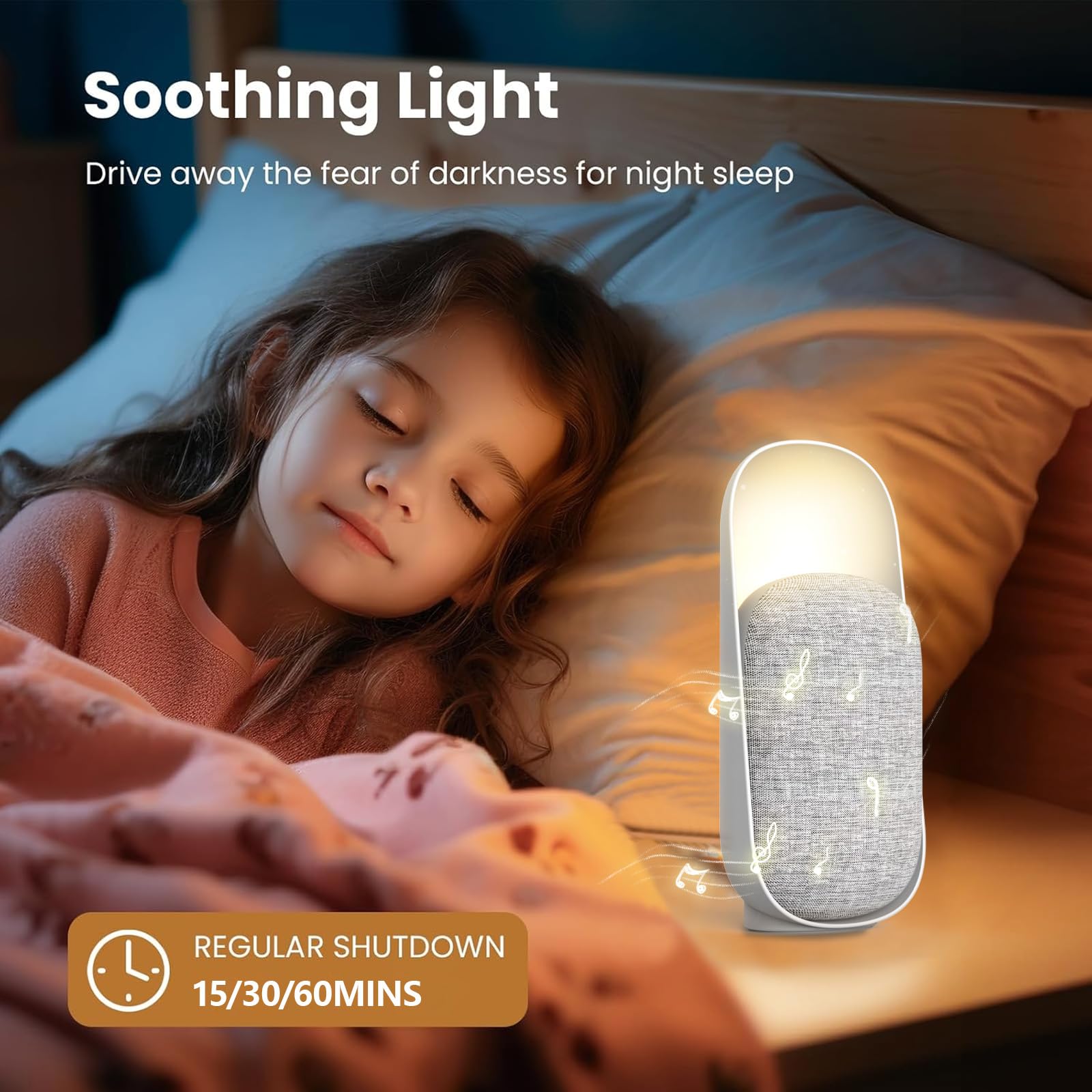 Gemmac 3 in 1 Bluetooth Speaker + Night Light + White Noise Sound Machine - Image 3