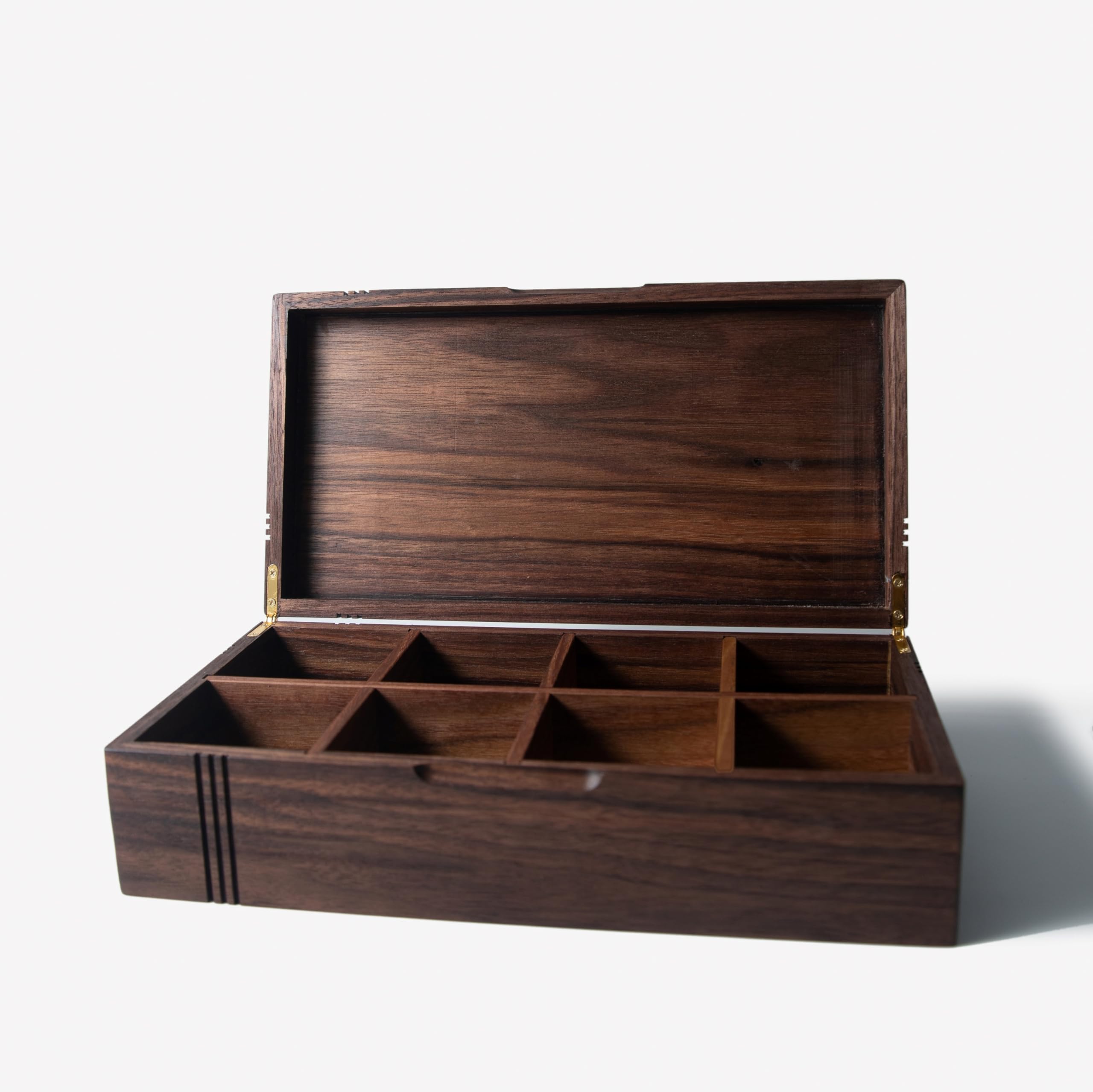 Walnut Tea Box | 8 Compartment Tea Bag Storage | Stores up to 200 Tea Packets | Natural Wooden Tea Box | Tea Storage Containers | Organize Tea, Jewelry & Small Items