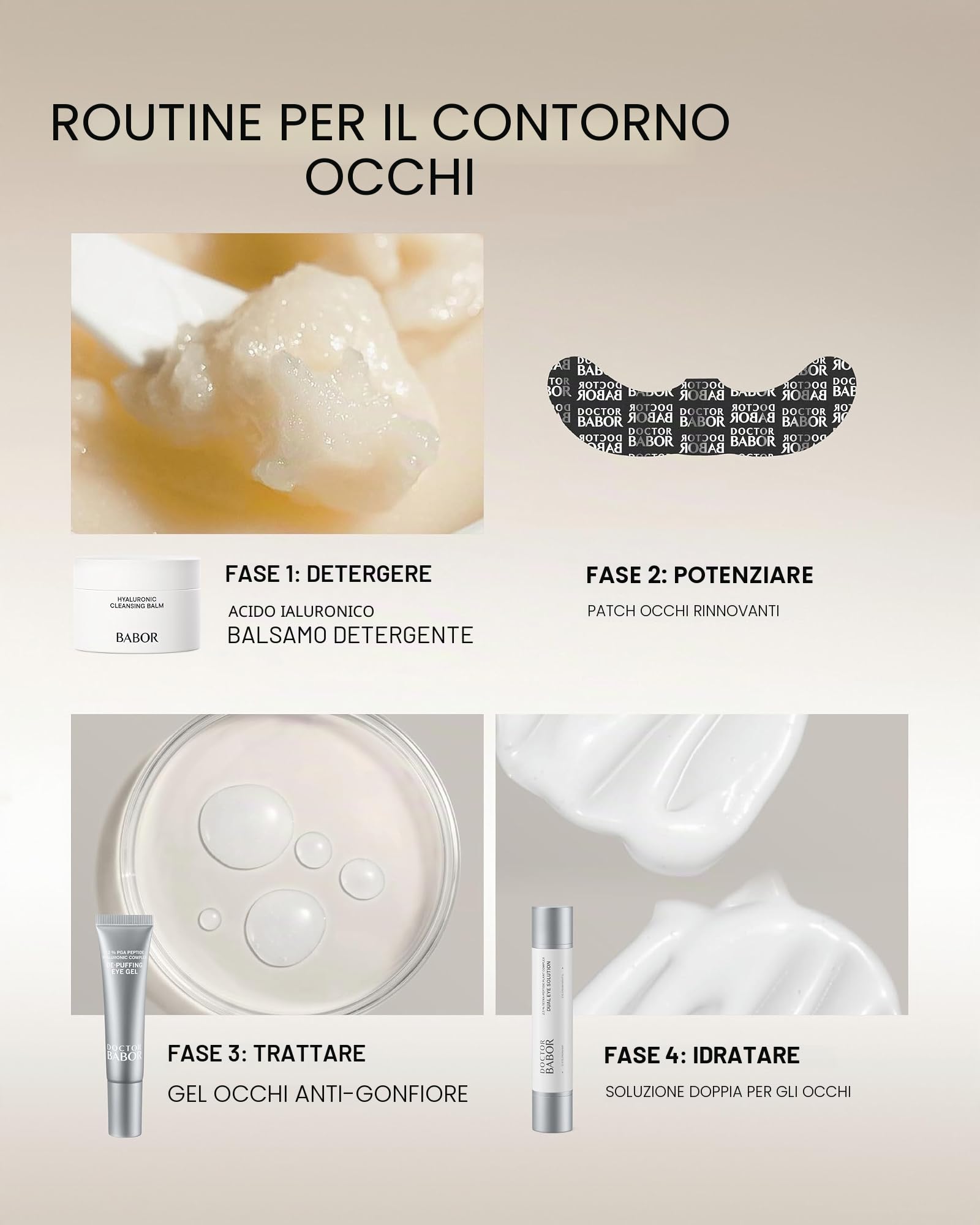 DOCTOR BABOR Dual Eye Solution Crema contorno occhi 15 ml | Per occhi luminosi, Trattamento giorno e notte, Crema antirughe altamente efficace, Formula vegana