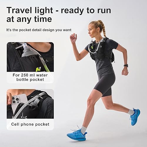 Miniatura 2 de N NEVO RHINO Chaleco para correr, chaleco de agua para correr de hidratación, 5.5 L, con bolsa de agua de 1.5 L, mochila de hidratación ligera,