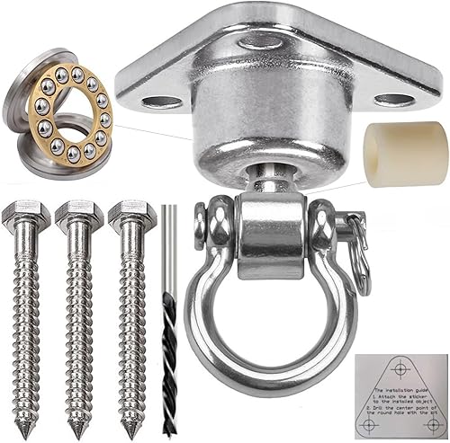 Silent Bearing Swing Hanger resistente, a prueba de óxido SUS, capacidad de 1500 libras, rotación de 360 grados, patio de recreo, porche, yoga,