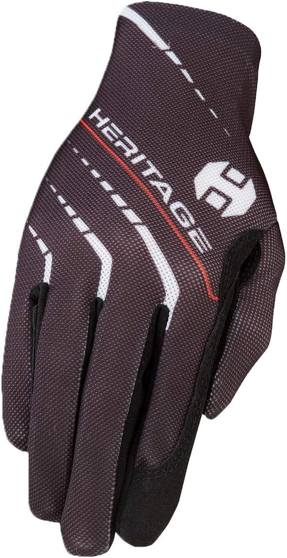 Heritage Solara Equestrian Riding Gloves - Black Size 7
