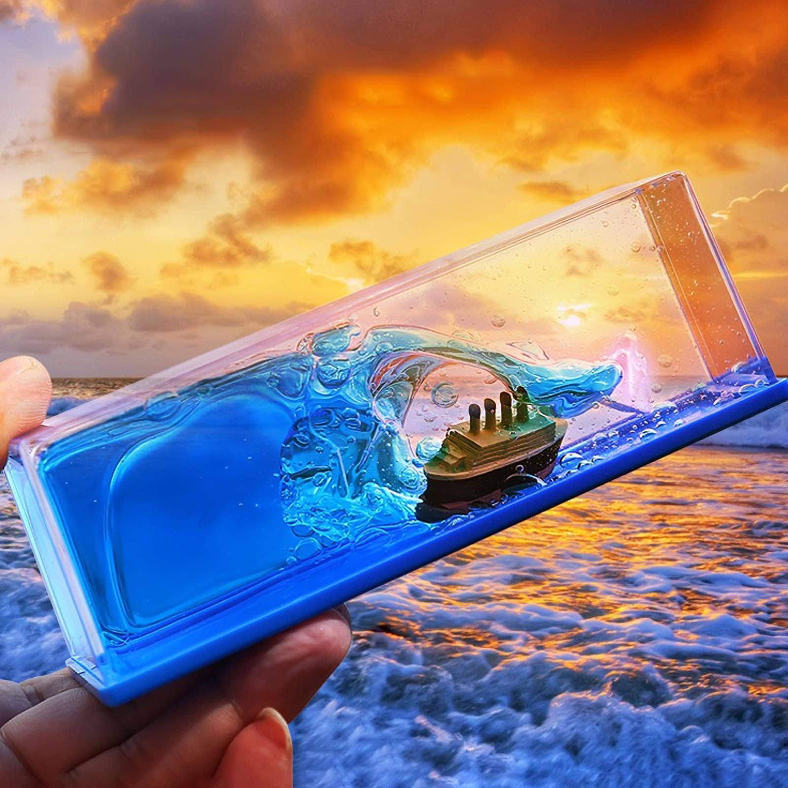 Unsinkable Boat in a Box, Cruise Ship Fluid Drift Bottle, Unsinkable Cruise Ship Toy, Cruise Ship Model Decoration, Desk Toy Gifts for Display Cases Home Decor-A