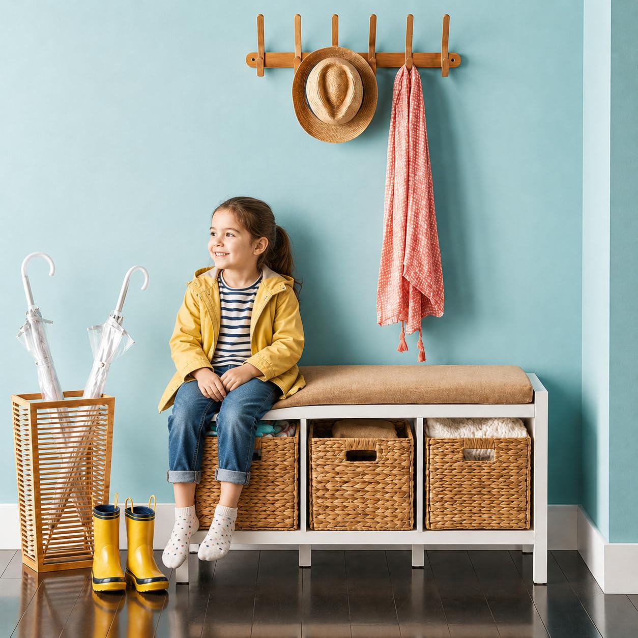 Yankee Trader Dekorative handgewebte Wasserhyazinthe Wicker Storage Baskets, Set von sechs 13x11x11 Baskets Perfekt für Einheiten Regal