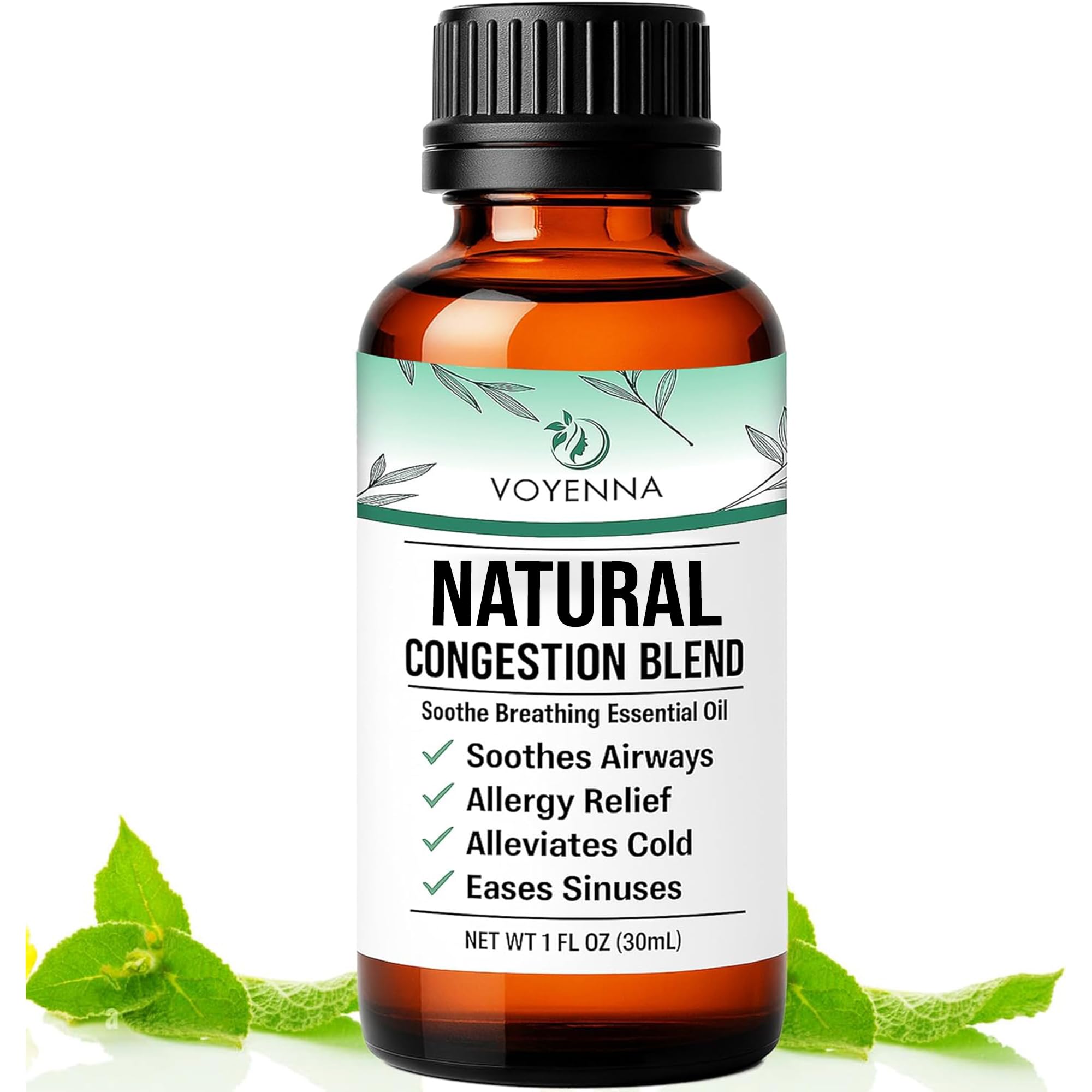 Essential Oil Breathe Blend for Diffuser, Humidifier, Aromatherapy & Rub with Peppermint & Eucalyptus Oils | for Headache, Allergy & Congestion