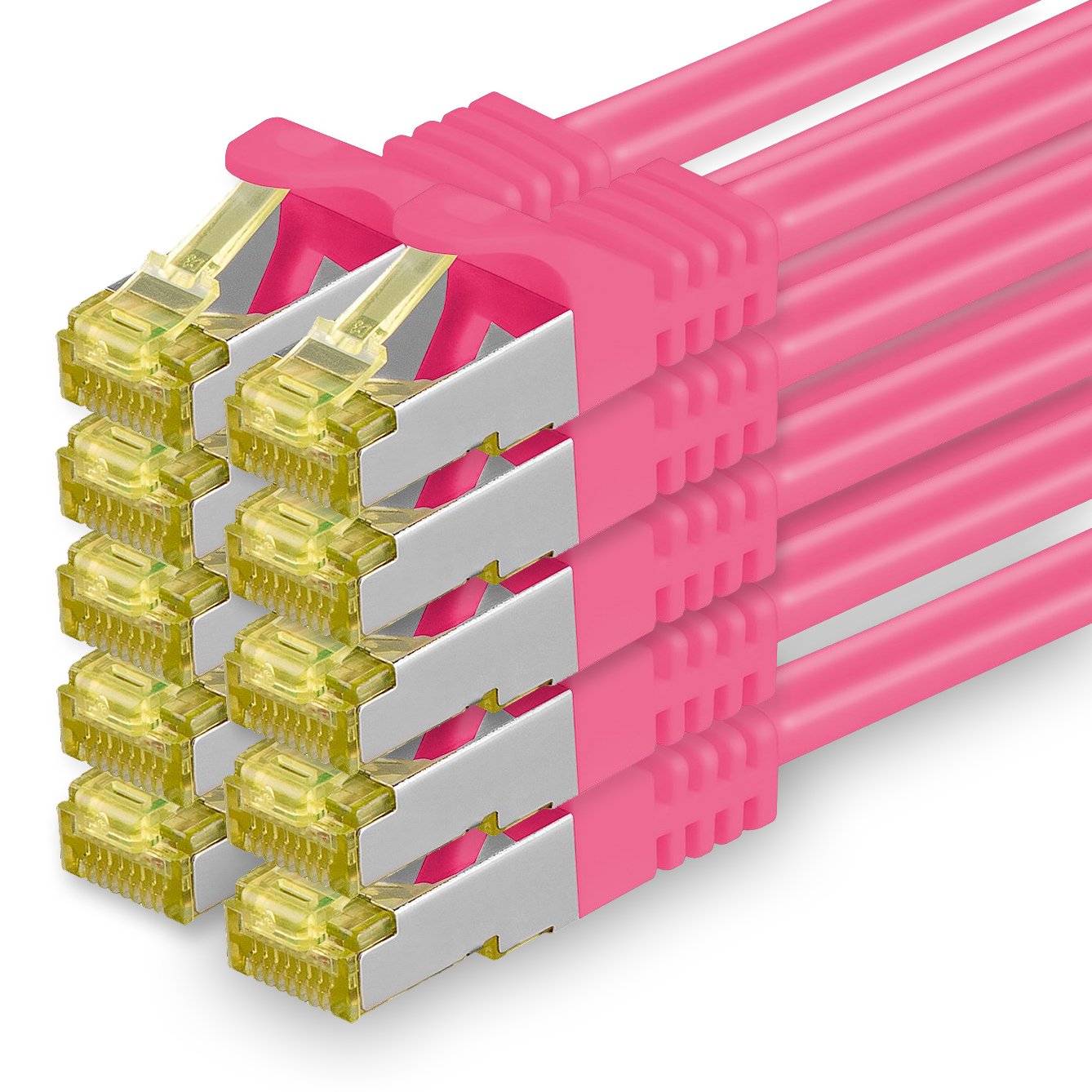 1aTTack.de Cat.7 Netzwerkkabel 3,0 m Magenta 10 Stück Cat7 Ethernetkabel Netzwerk LAN Kabel Rohkabel 10 Gb s SFTP PIMF LSZH Set Patchkabel mit Rj 45 Stecker Cat.6a