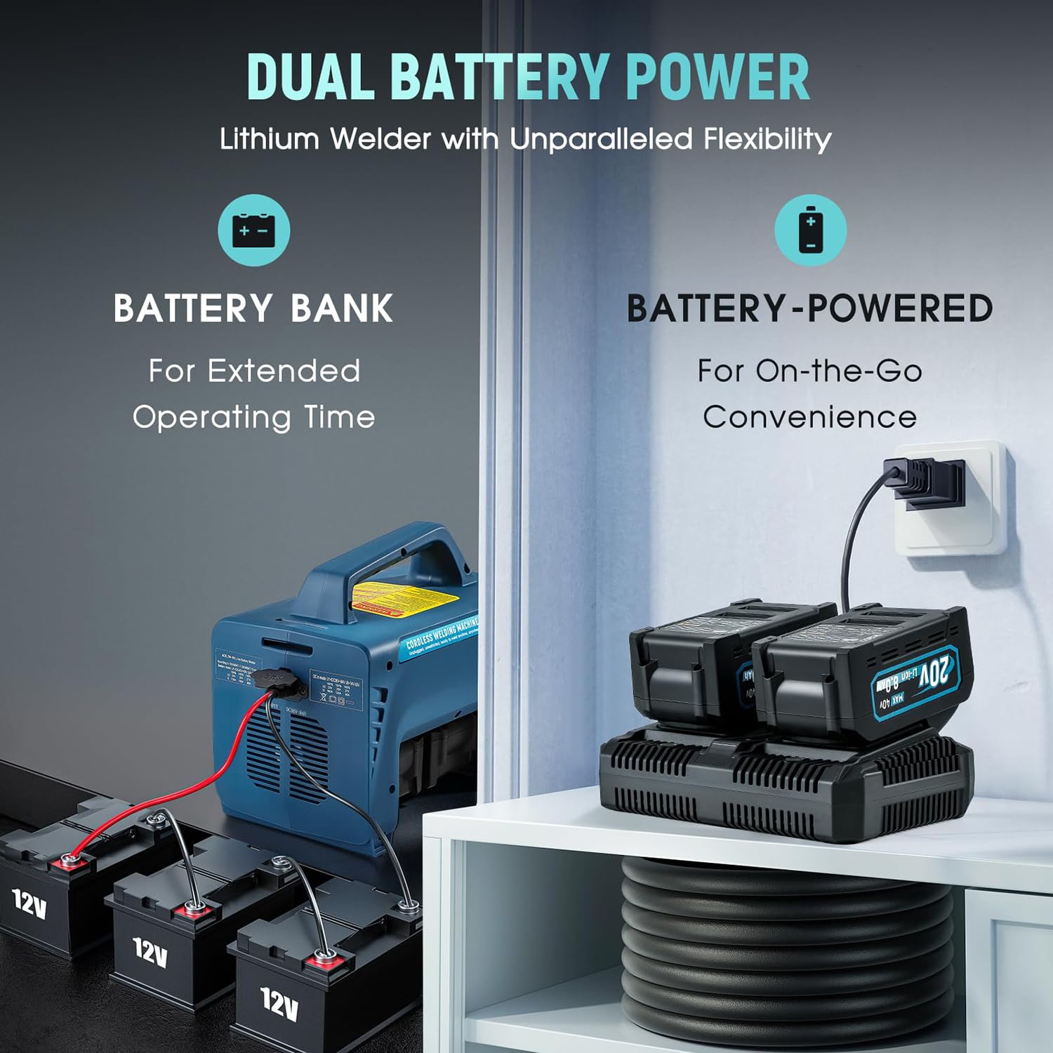Saldatrice Wireless Portatile, saldatrice a Batteria con Display a LED, avviamento a Caldo, saldatrice a Bastoncino con Inverter Digitale, saldatrice a Punti Portatile