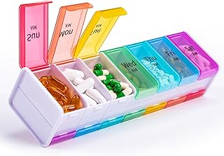 Daviky Extra Large Weekly Pill Organizer 2 Times a Day, XXL Pill Box 7 Day with AM PM Large Compartments, BPA-Free Daily Medicine Case, Jumbo Pill Holder for Fish Oils, Vitamins & Supplements（White）