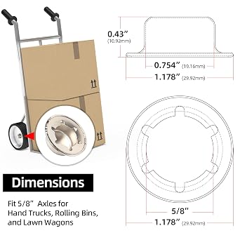 (4-Pack) Calvana 5/8 Push Nut Axle Caps, Spring Steel Push, Mechanical Zinc Finish, for Cotter Pins for Hand Trucks, Rolling Bins, Lawn Wagons, Easily Installed with a Rubber Hammer
