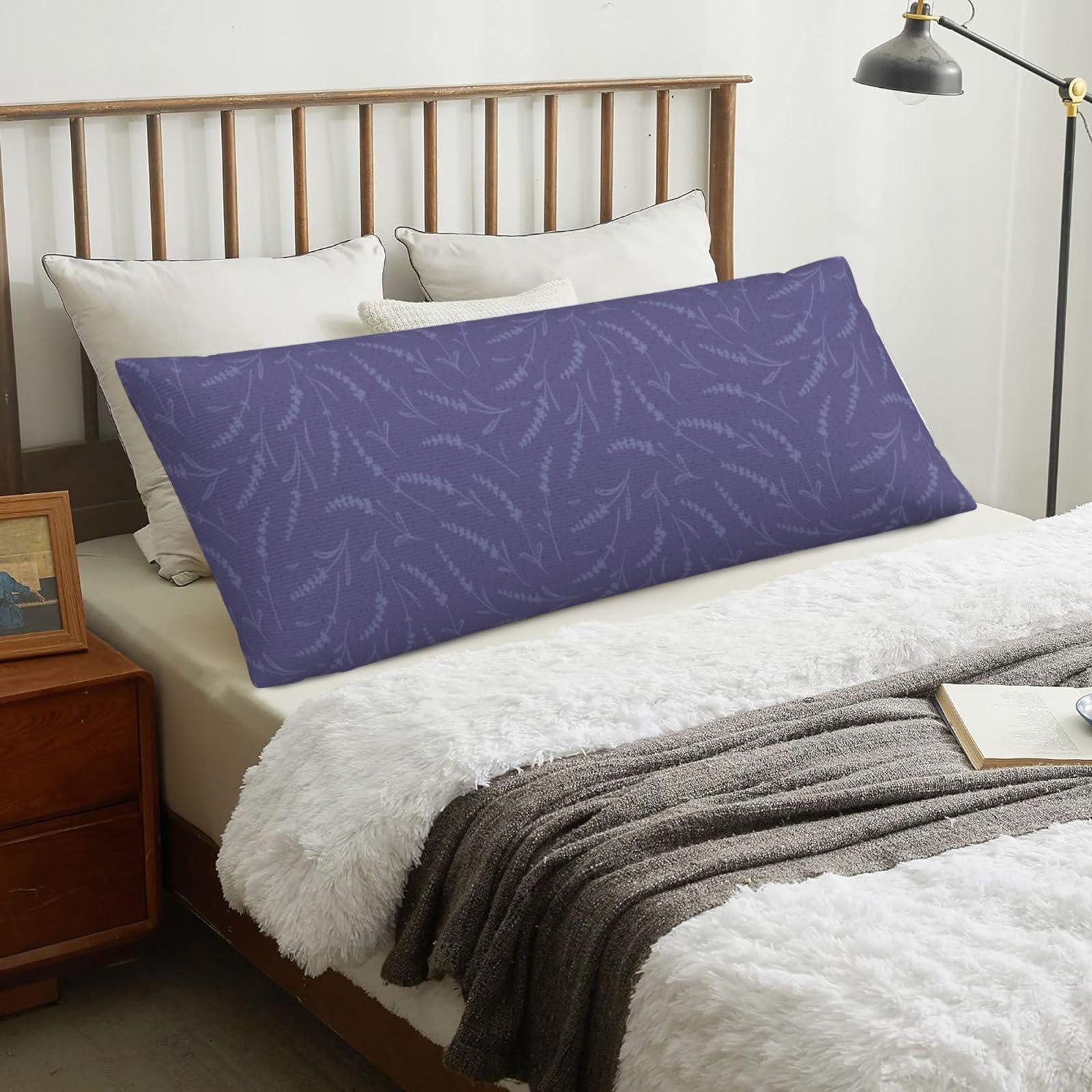 Lavender Pattern, Body Pillow Cover with Zipper,Long Body Pillowcase 20 x 60 in