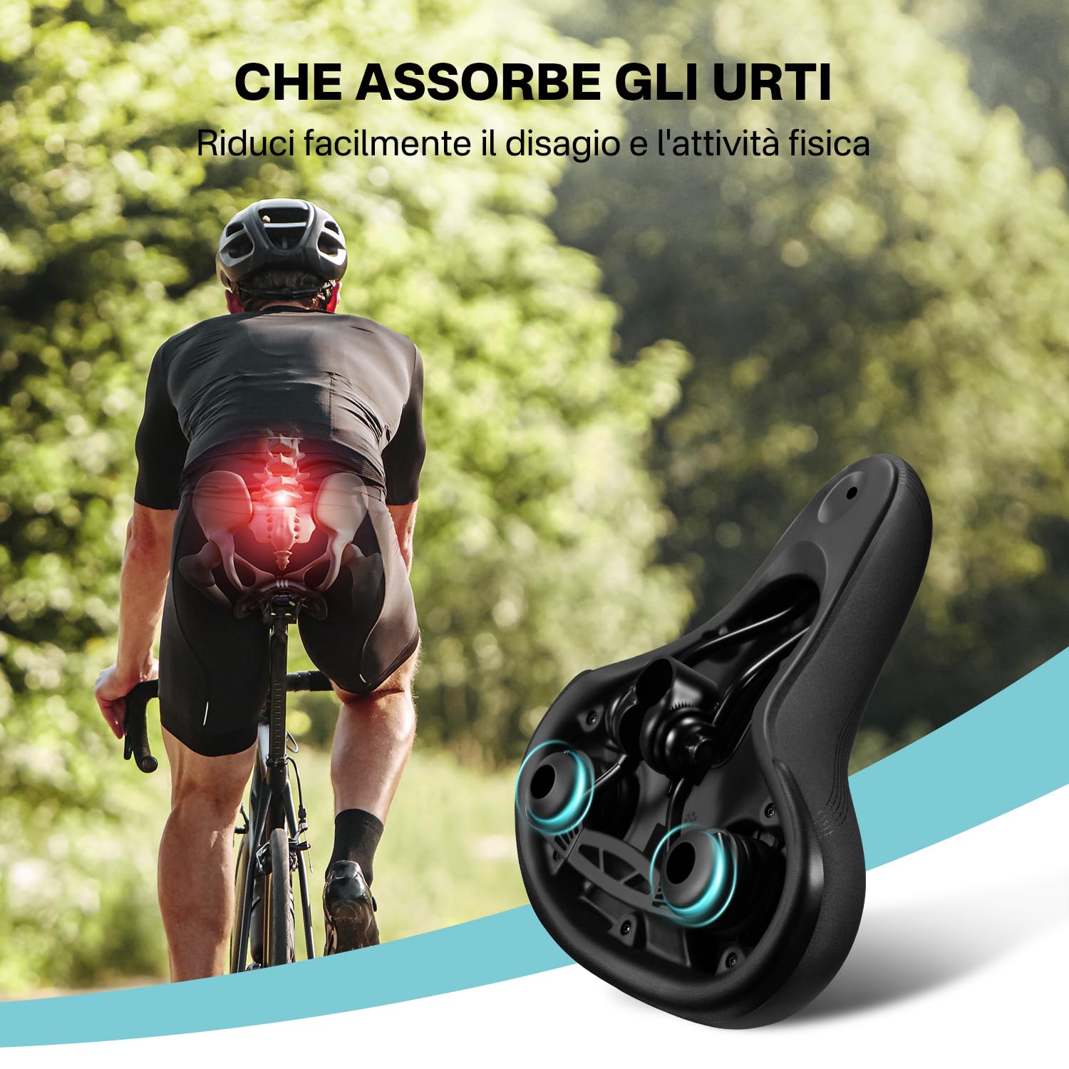 YOUNGDO Sella per bicicletta, comoda ed ergonomica, nuovo modello, migliore impermeabilità, memory foam, traspirante, ammortizzante, sella per bicicletta da uomo e da donna