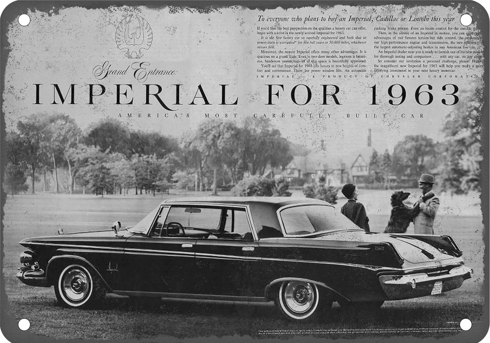 METAL SIGN - 1963 Imperial Vintage Ad 01 - Old Retro Rusty Look home decor