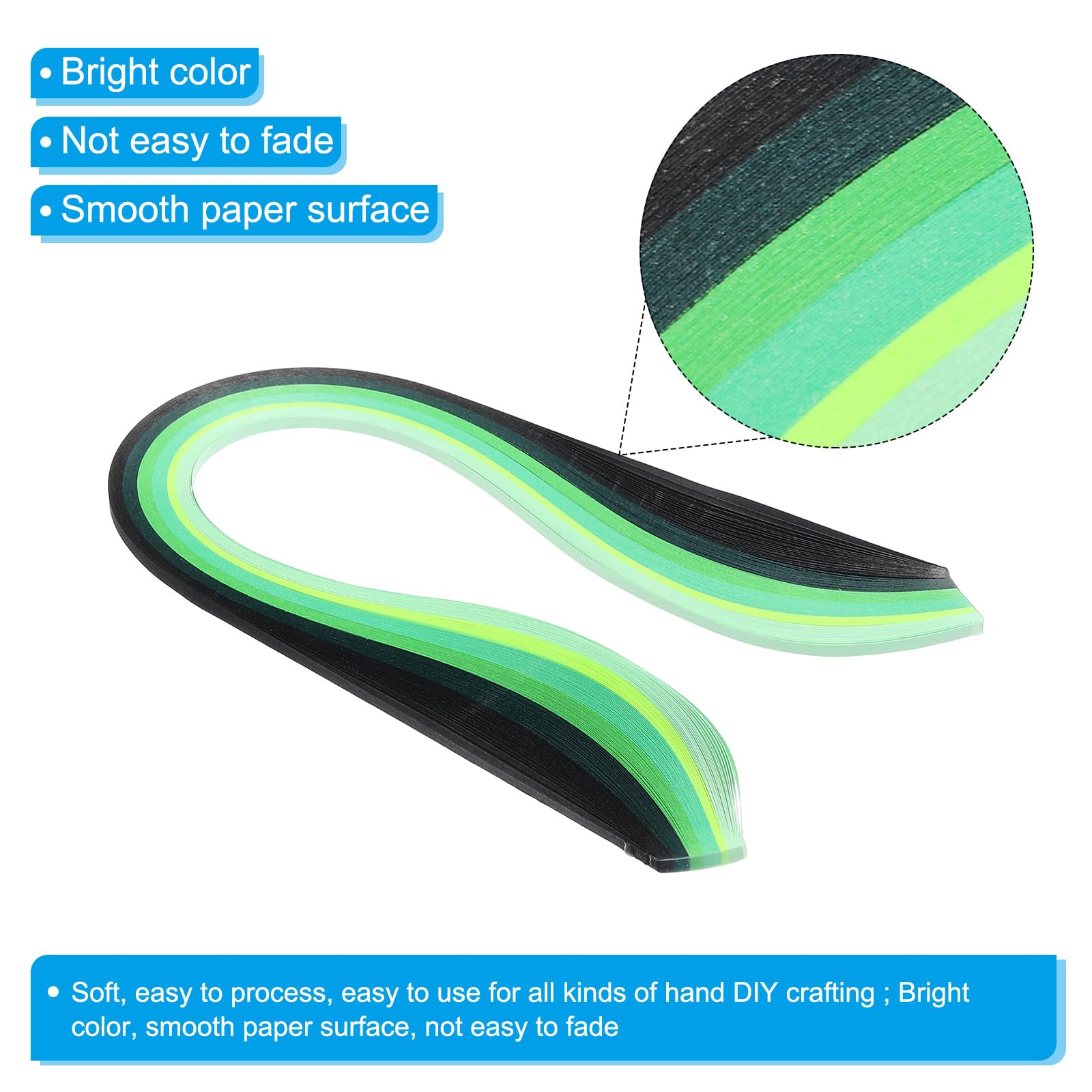 PATIKIL 600pcs Rainbow Quilling Strips Paper 1/8"(3mm) 15" Origami Paper Quilling Strip for Art DIY Hand Craft Christmas Gradient Green - Image 3