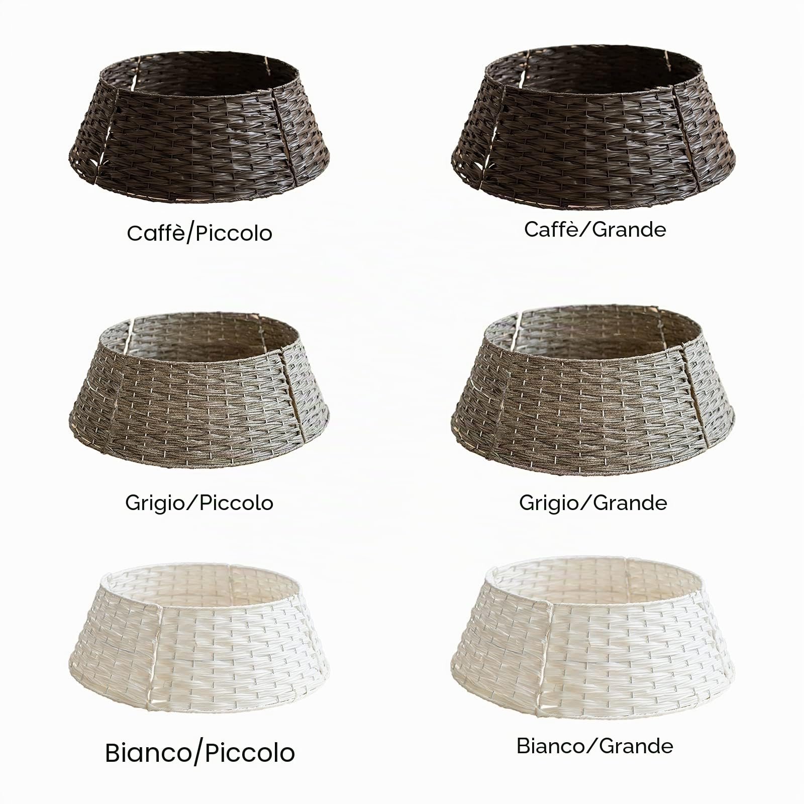 Belupai Gonne per Albero di Natale in Vimini Anelli per Collare, Gonna per Albero di Natale in Rattan Artificiale Supporto Collare per Albero di Natale in Fattoria per Decorazione di Alberi(Grigio, L)