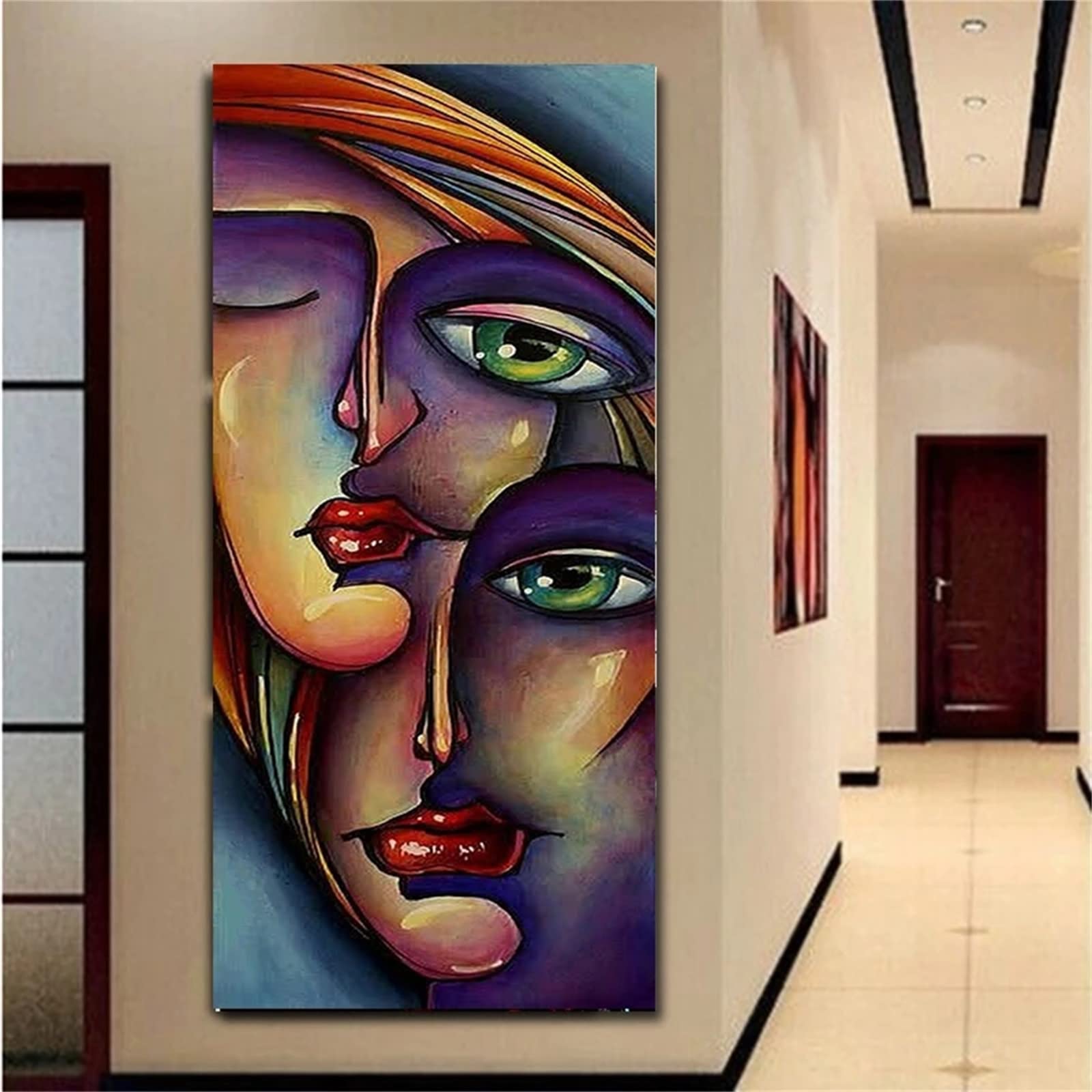 DIY zestawy do malowania diamentami 5D, pełne wiertło diamentowy obraz dla dorosłych i dzieci, kryształ górski haftowanie obrazy do dekoracji ścian domu - 60 x 120 cm (24 x 47 cali (abstrakcyjna twarzy)
