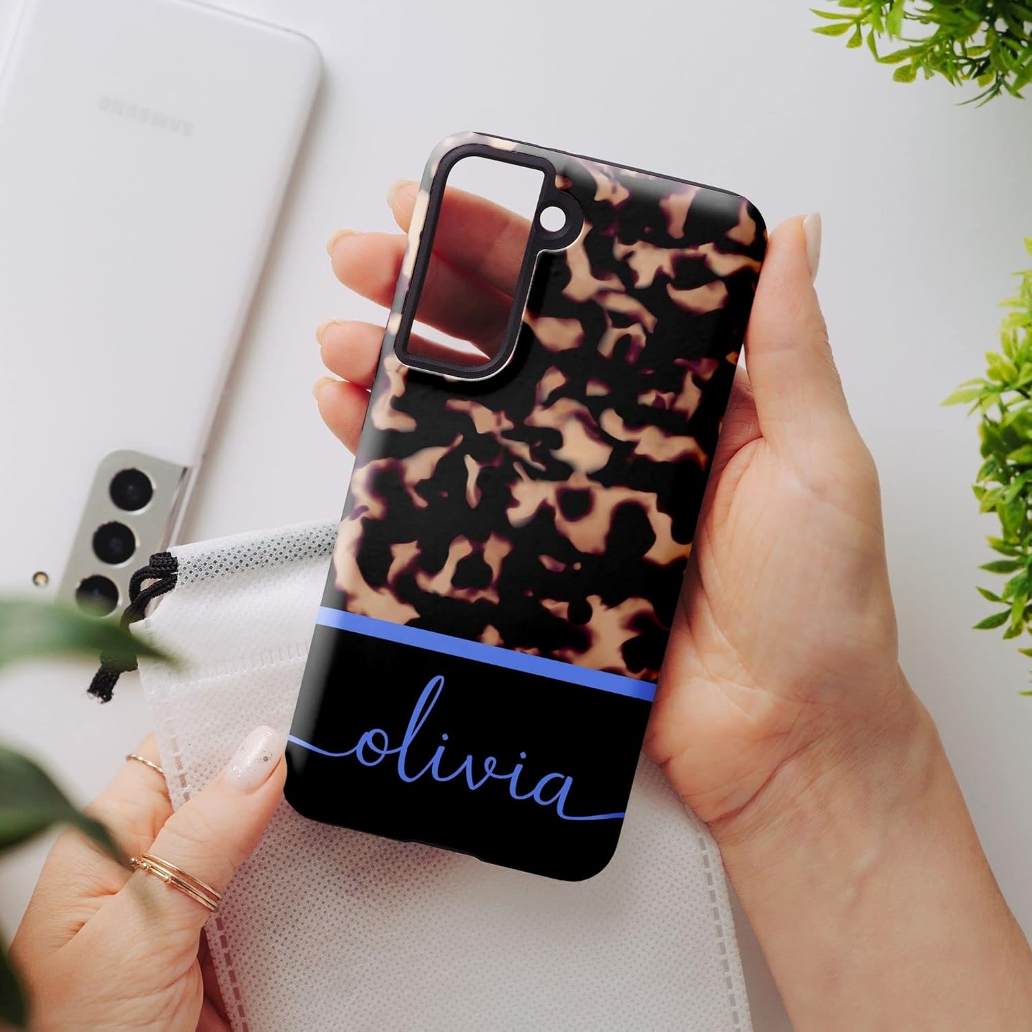 Custom Tortoise Shell Case, Animal Print Personalized Dark Case, Compatible with Samsung Galaxy S26 Ultra, S25 Plus, S24, S23, S22, S21, S20 Black