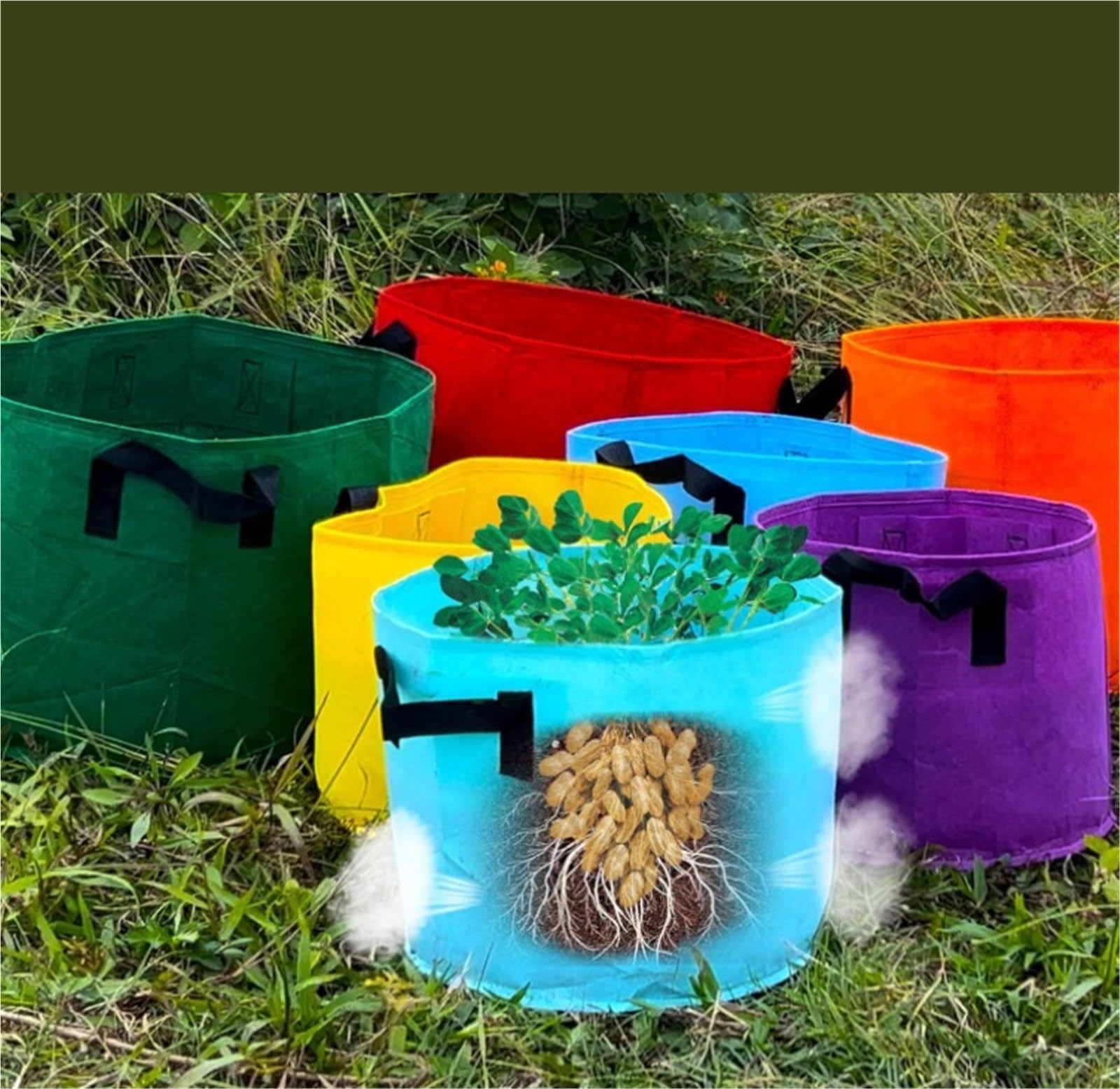 Lot de 7 Sacs Culture en Tissu 10 gallons avec poignées for Pommes Terre, tomates, Fleurs et légumes