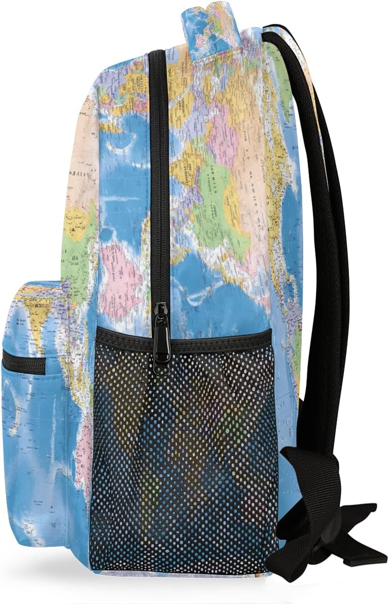 Backpacks Globe World Map School Bag Student Bookbag Adjustable Shoulder Bags Laptop Rucksack Travel Hiking Camping Daypack for Teens Girls Boys Women Men