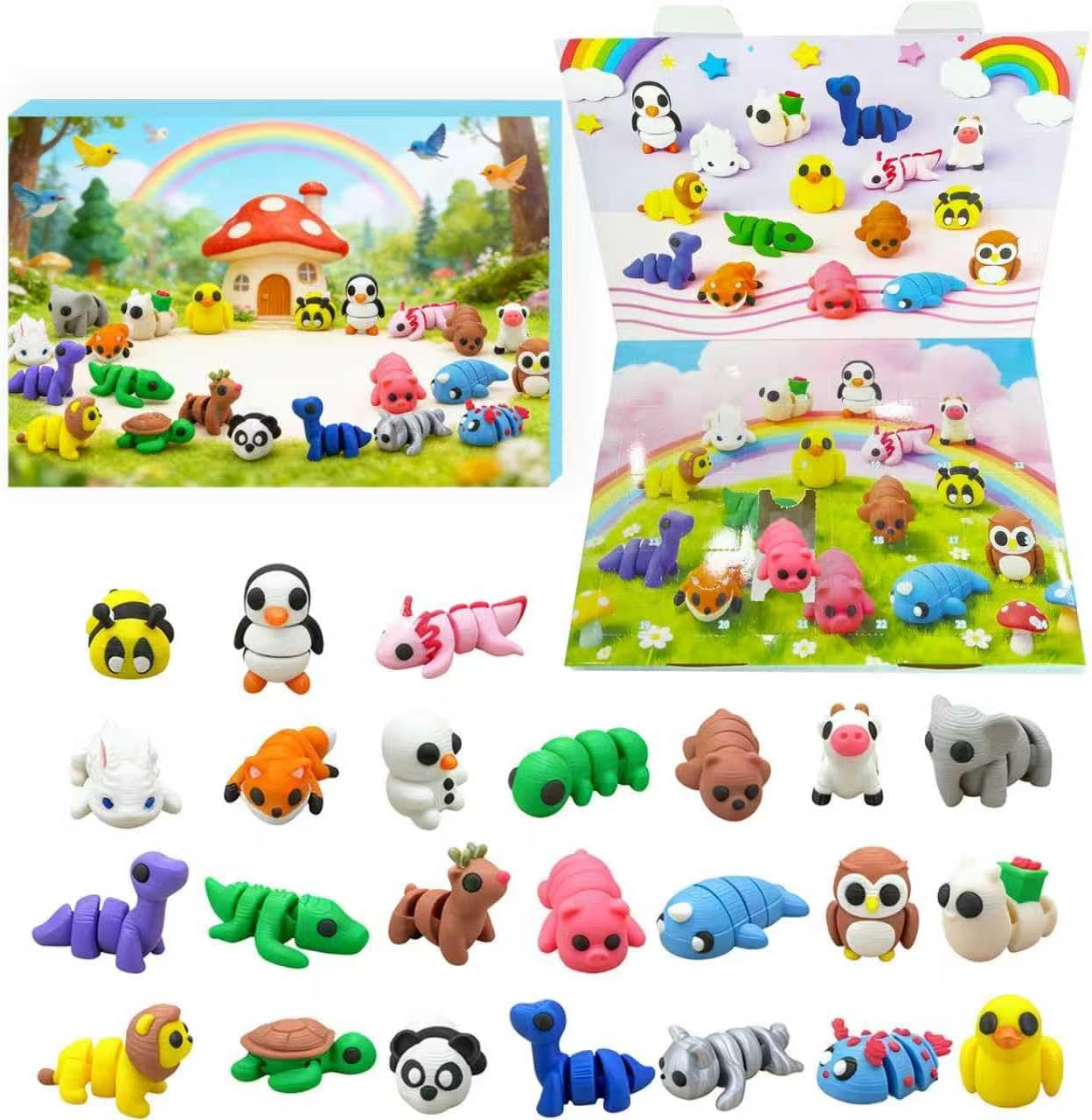 Christmas Advent Calendar 2025 for Kids ，24 Day Holiday Countdown with 3D Printed Animals ，Educational STEM Toys, Christmas Decorations & Party Favors Gift Set