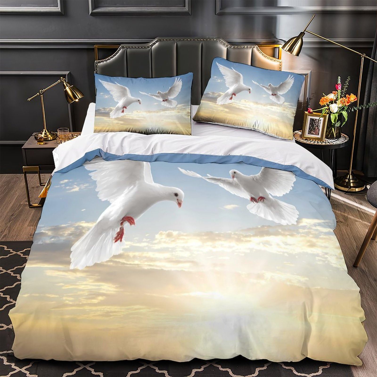 Parure de lit 220x240 arbre Yin-Yang housse de couette microfibre 3D résistante pour fille