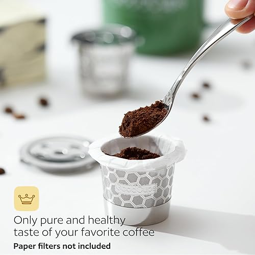 Miniatura 5 de 2 tazas K reutilizables de acero inoxidable para Keurig K Supreme, K Supreme Plus, K Slim, K-Brew Chill, K-Duo Hot & Iced con tecnología Multistream