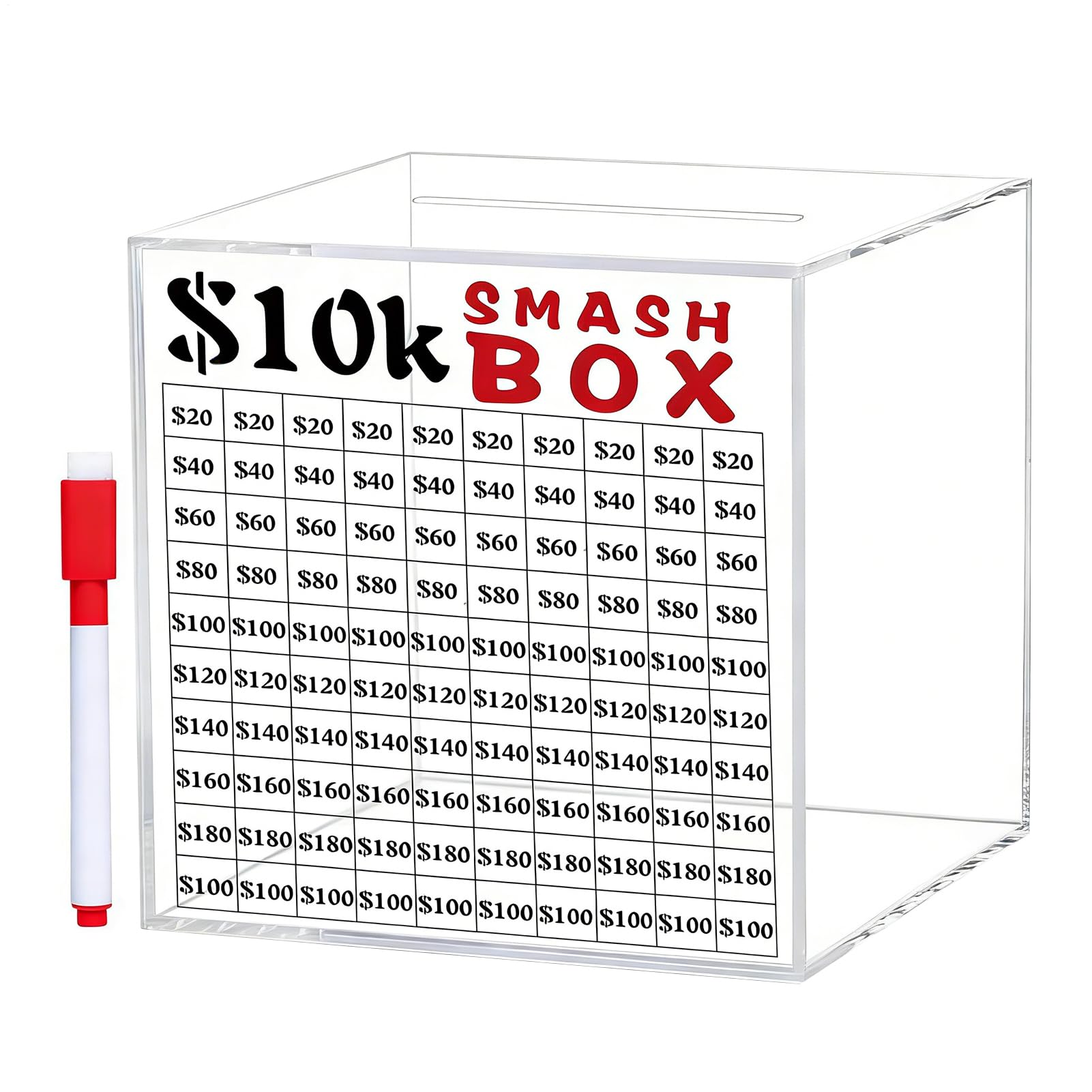 Savings Challenge Box - Financial Goal Tracker, 1 Piece Large Acrylic Bank For Cash, Unbreakable Money Vault, Home Decor, Transparent Fund Container For Office, Bedroom And Study Inside
