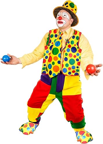 Miniatura 4 de Ioffersuper Juego de 5 piezas de suministros de disfraz de payaso, zapatos de payaso de nariz roja, peluca de payaso arco iris, chaleco para corbata