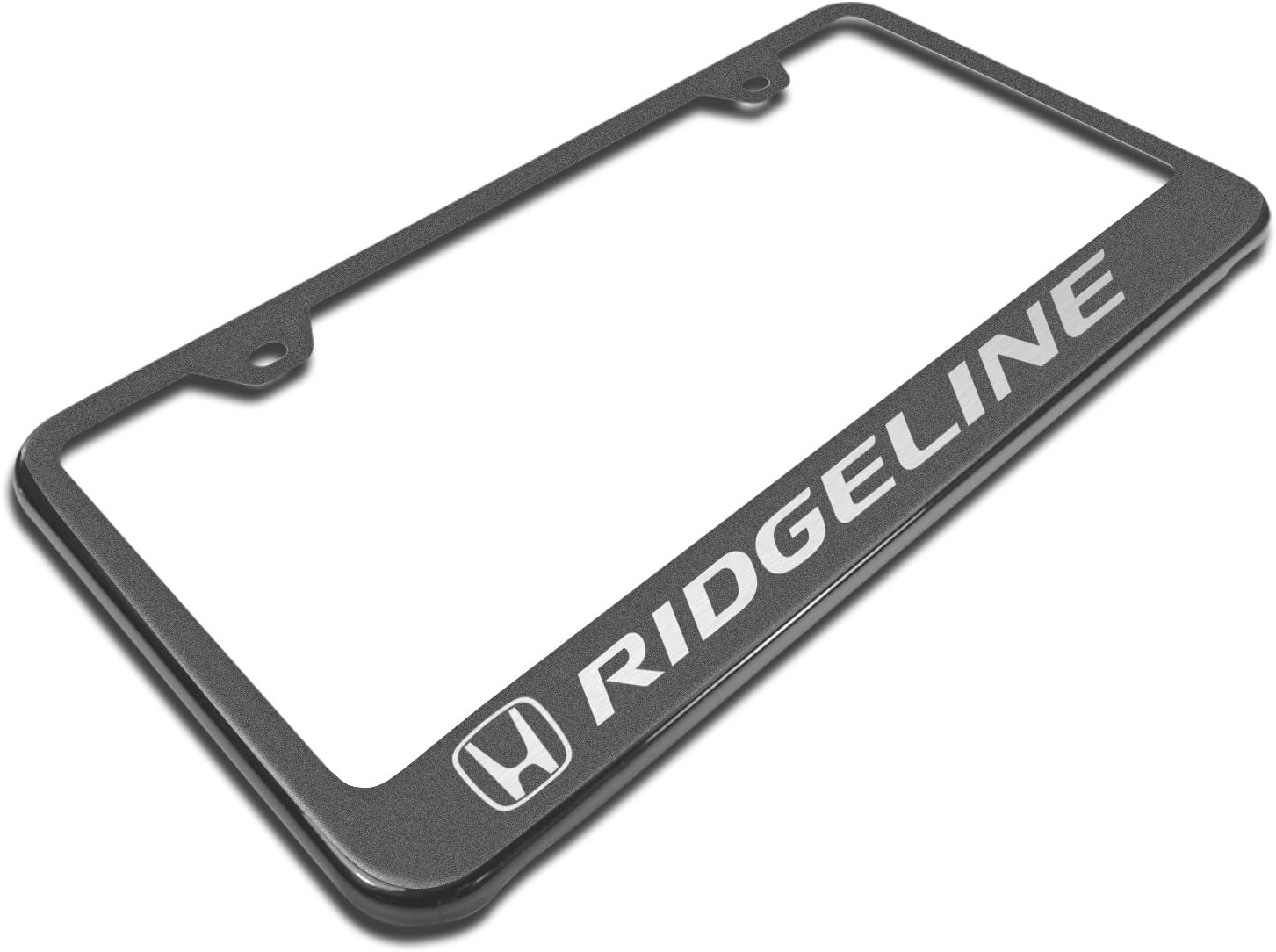 Au-TOMOTIVE GOLD Laser Etched Logo Stainless Steel License Plate Frame for Honda Ridgeline (Rugged Black)