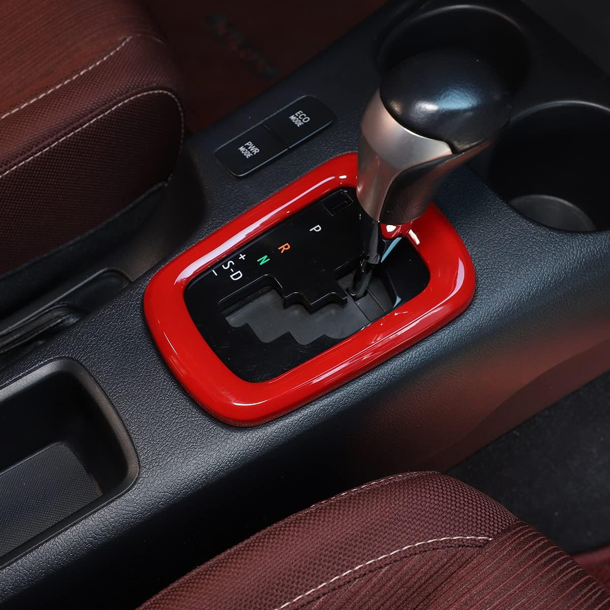 Car ABS Red Control Gears Panel Protective Cover molding Trims Stickers Compatible with Toyota Hilux 2015 2016 2017 2018 2019 2020 2021