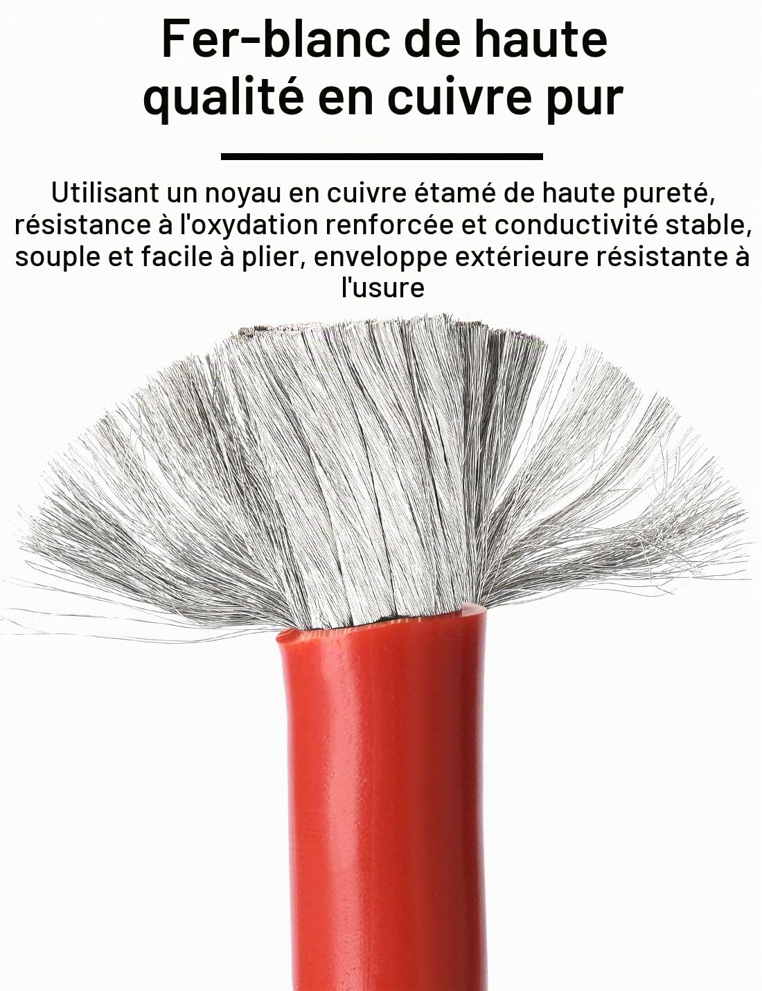 DIHOOL Câble de Batterie 25mm2 M8 100cm 4awg câble Silicone Flexible résistant à la Chaleur