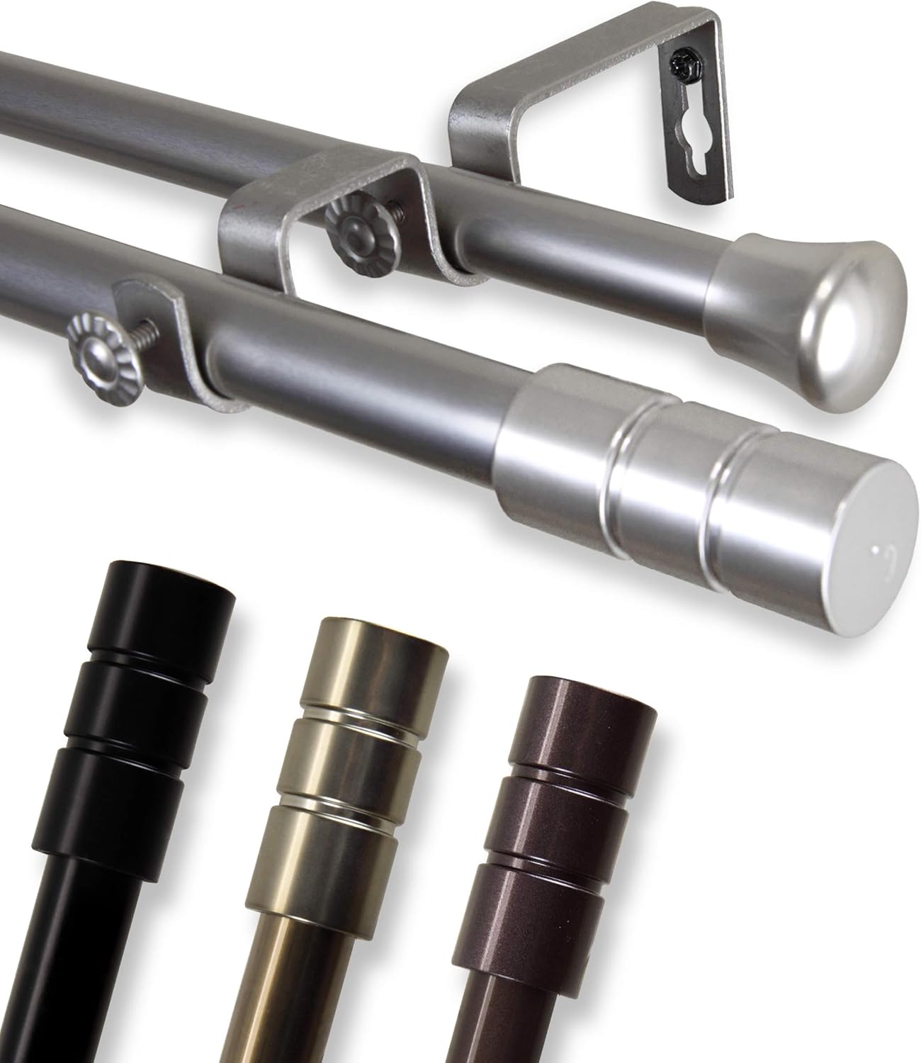 Theo Double Curtain Rod 28-48 inch - Cocoa