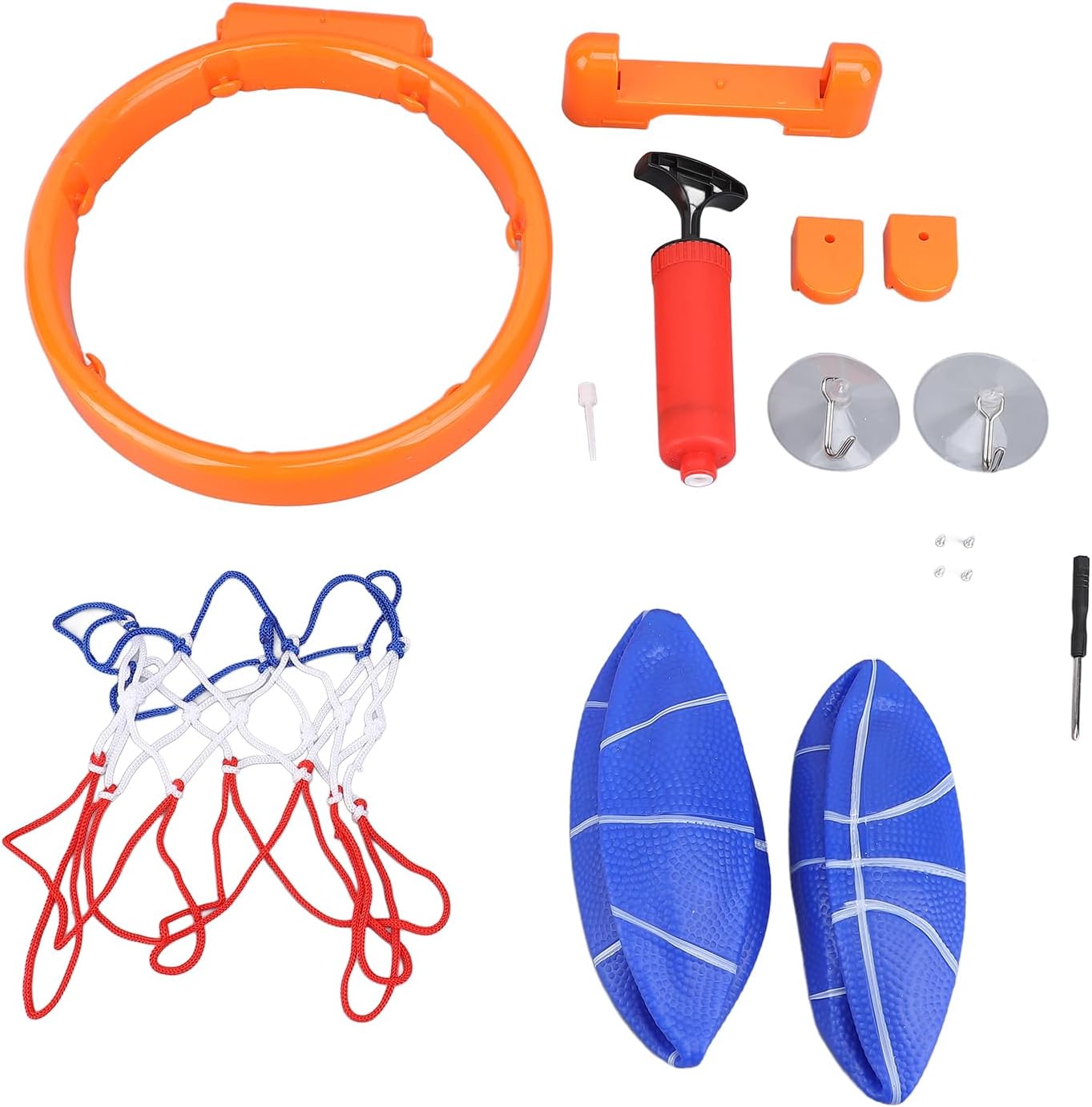 Indoor Basketball Hoop, Adjustable Height Space Saving Wall Mounted Basketball Rim Toy, Mini Hoop with 2 Basketballs Air Pump and Suction Cups for Kids Room