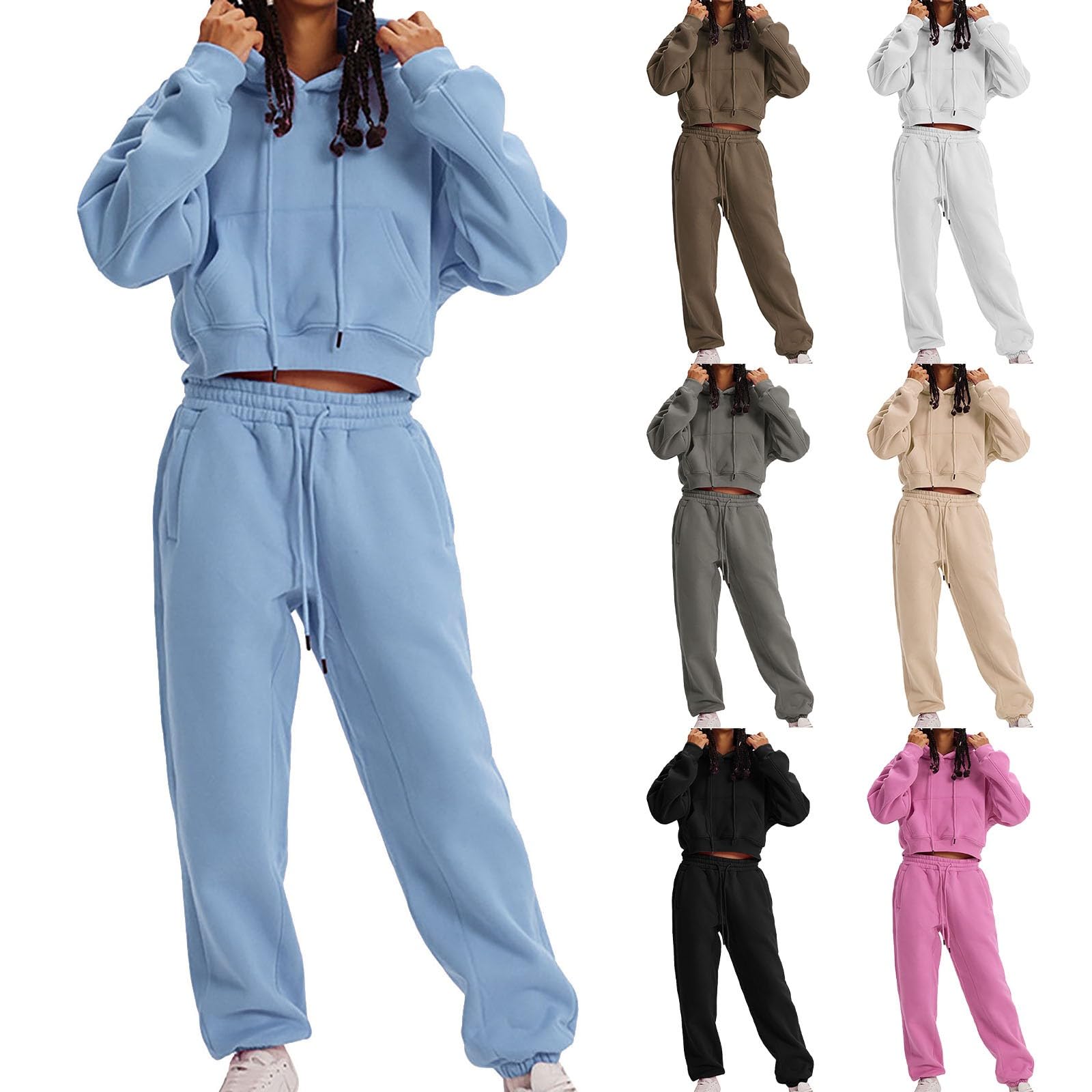 Chándal para mujer elegante de dos piezas con capucha y cintura elástica 5