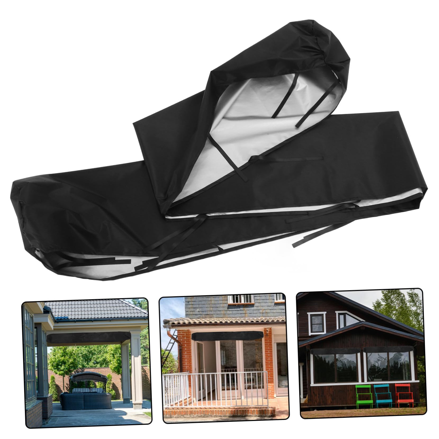 Gatuida Housse de Protection Imperméable Réutilisable et Solide Auvent Extérieur pour en Tissu Oxford Noir Toute Saison Rangement Extérieur sur Terrasse