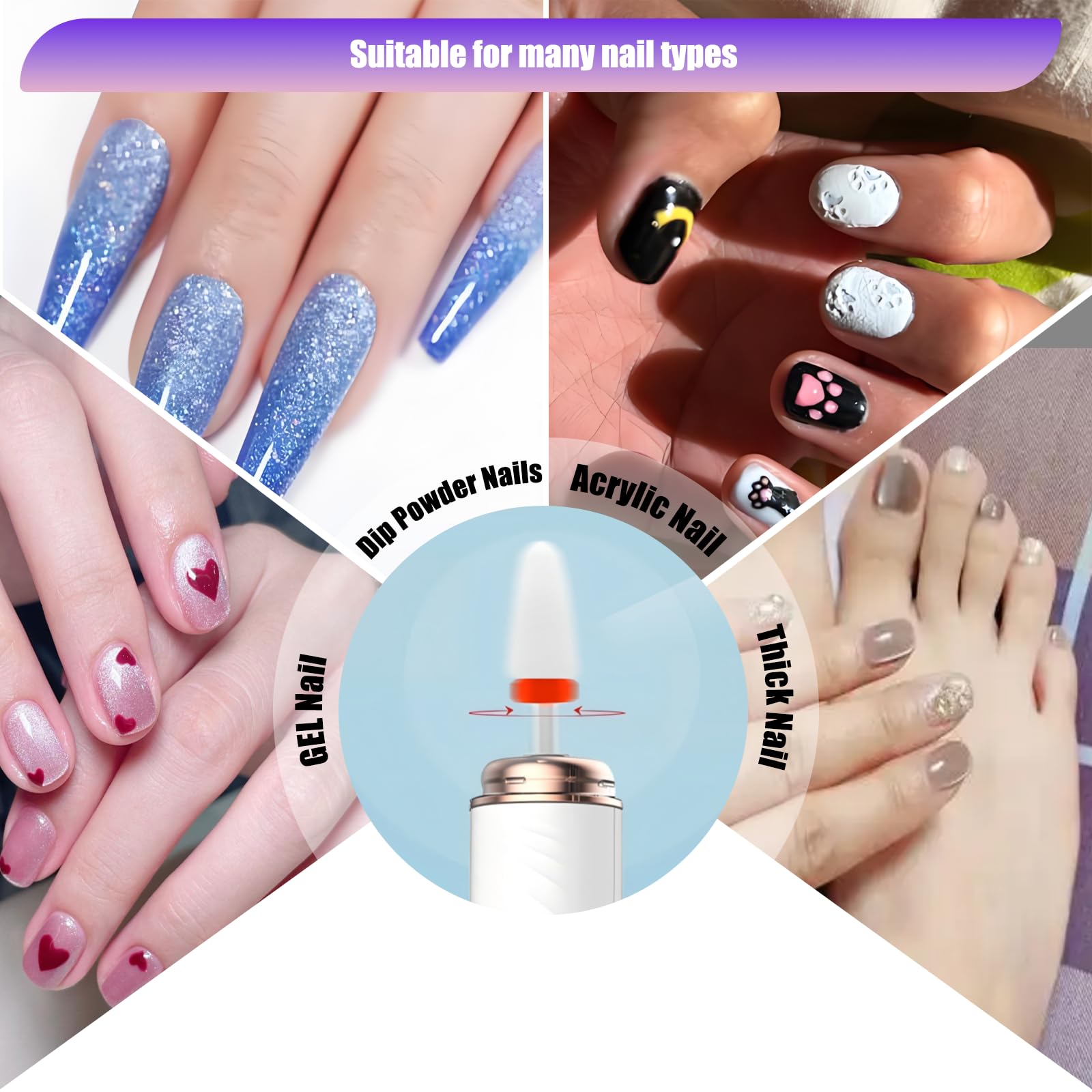 Kit professionale per trapano per unghie senza fili, lima elettrica per manicure e pedicure, ricaricabile e portatile, con 6 punte, collettore di polvere, silenzioso, 30.000 giri/min, regalo per donne
