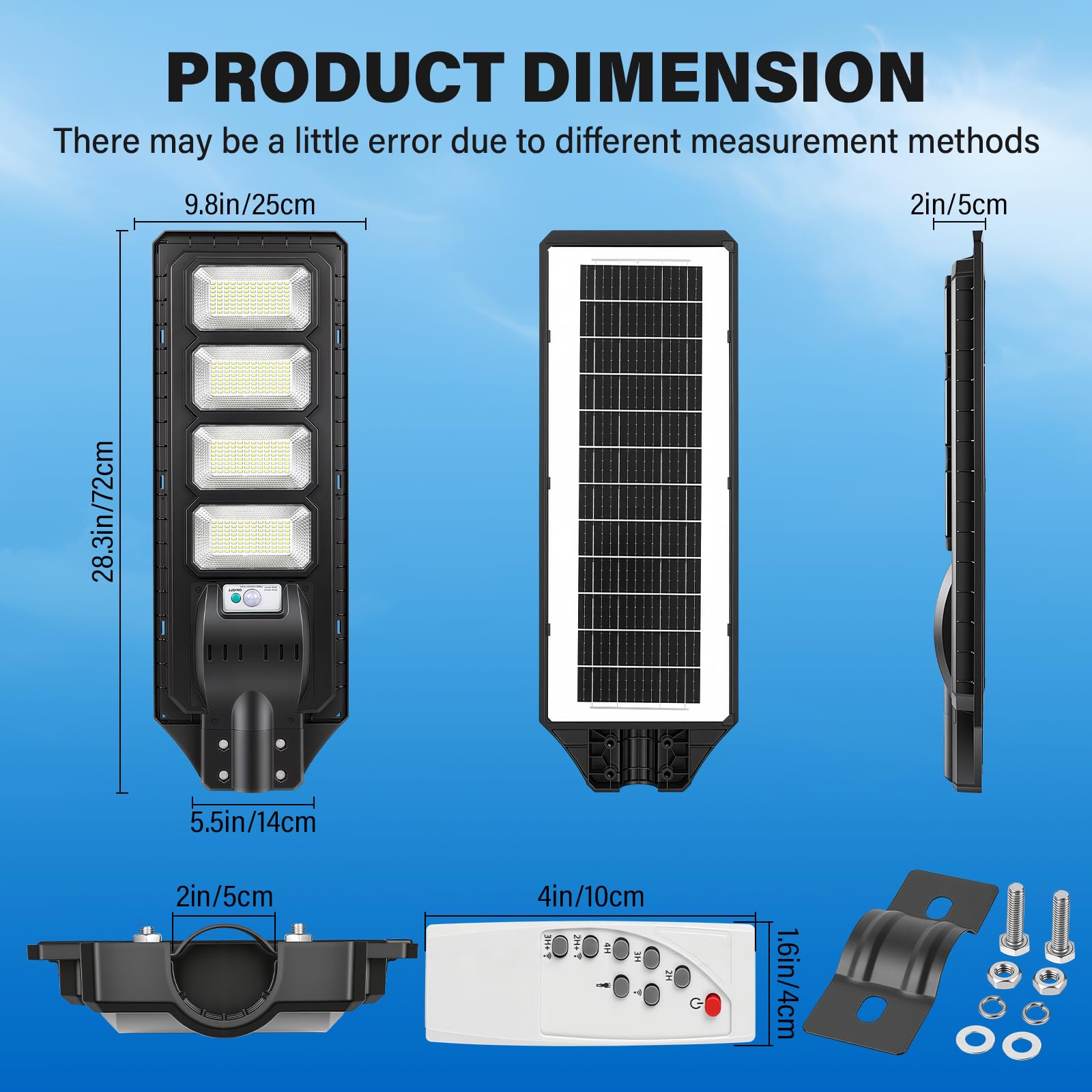 RIGIDON solarlampen außen mit IR fernbedienung, bewegungssensor dämmerung | wasserdicht, 6000K, 384 led 20000mAH, led strahler, straßenlampe wegeleuchten, led scheinwerfer, für garten hof parkplatz