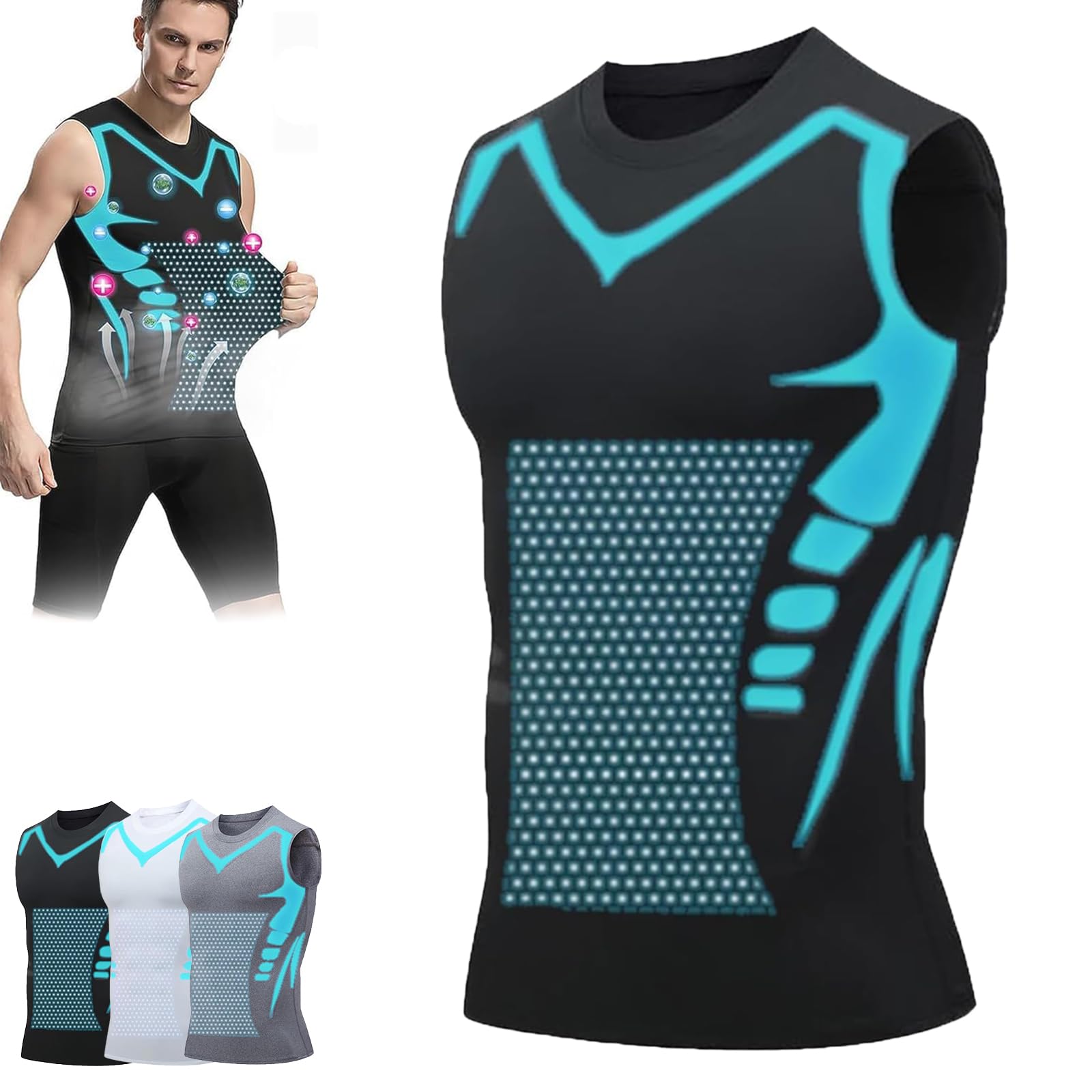 2024 New Version Ionic Shaping Sleeveless Shirt, Vitaboost Compression Vest Men for Men to Build A Perfect Body