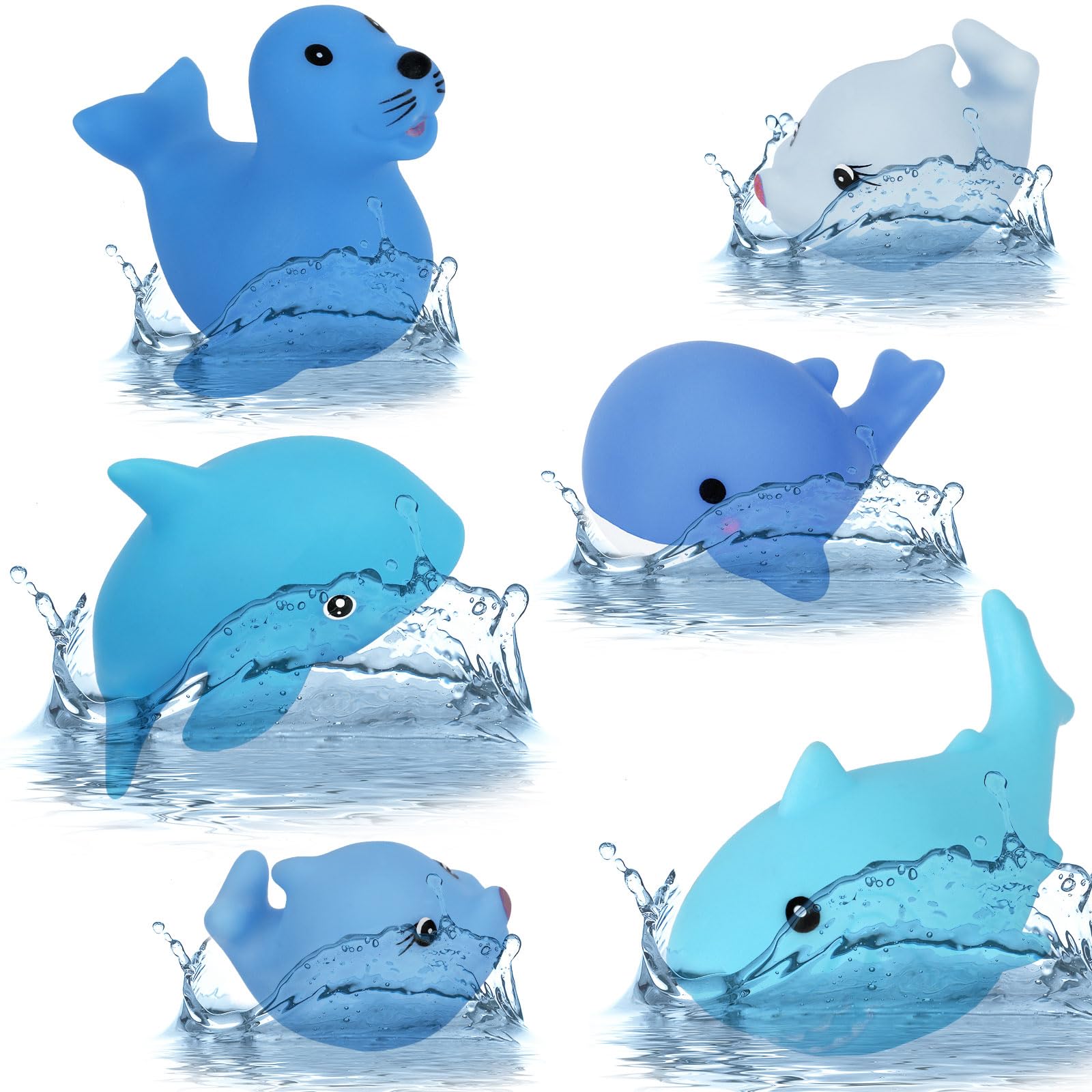 OOTSR Baby Bath Toys for Toddlers, Kids Bath Toys Extrusion Water Toys Baby Bathtub Toys for 1 2 3 4 Years Old Toddlers/ Infants/Kids (6 Pcs Ocean Animals)