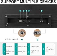 Vista 4 de AODSK - Piano digital de 88 teclas con acción de martillo, teclado piano ponderado con altavoces, soporte para muebles y pedales triples, curso