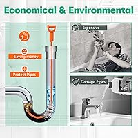 Vista 5 de Removedor de obstrucciones de drenaje de pelo de serpiente de drenaje, paquete de 3 herramientas para desatascar el fregadero de serpiente