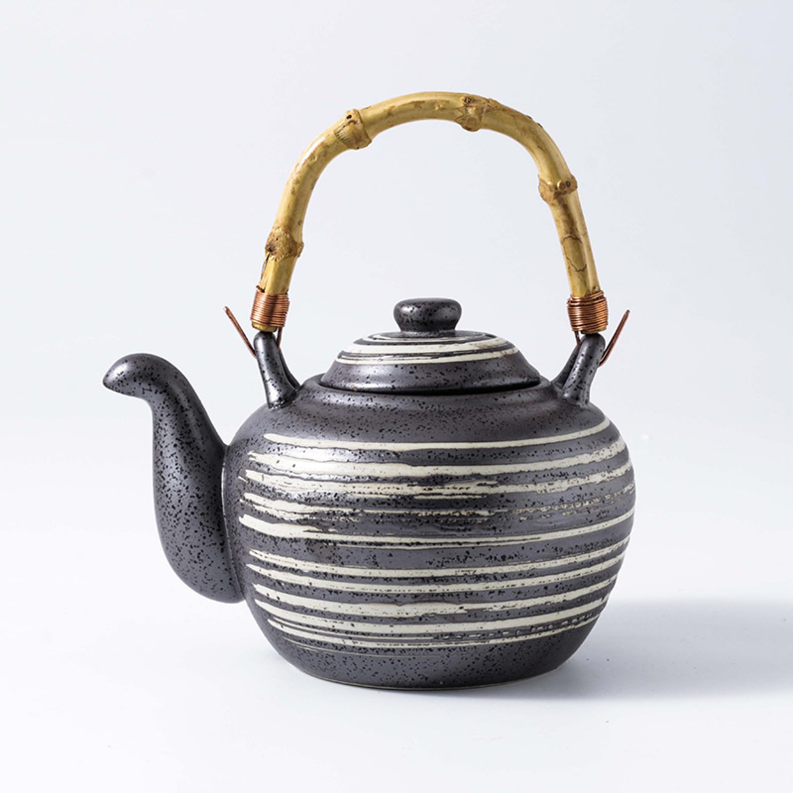 Teiera nera Kyusu Teiera con infusore per tè sfuso Teiera giapponese in ceramica con manico laterale per ufficio, casa, regali per bevitori di tè