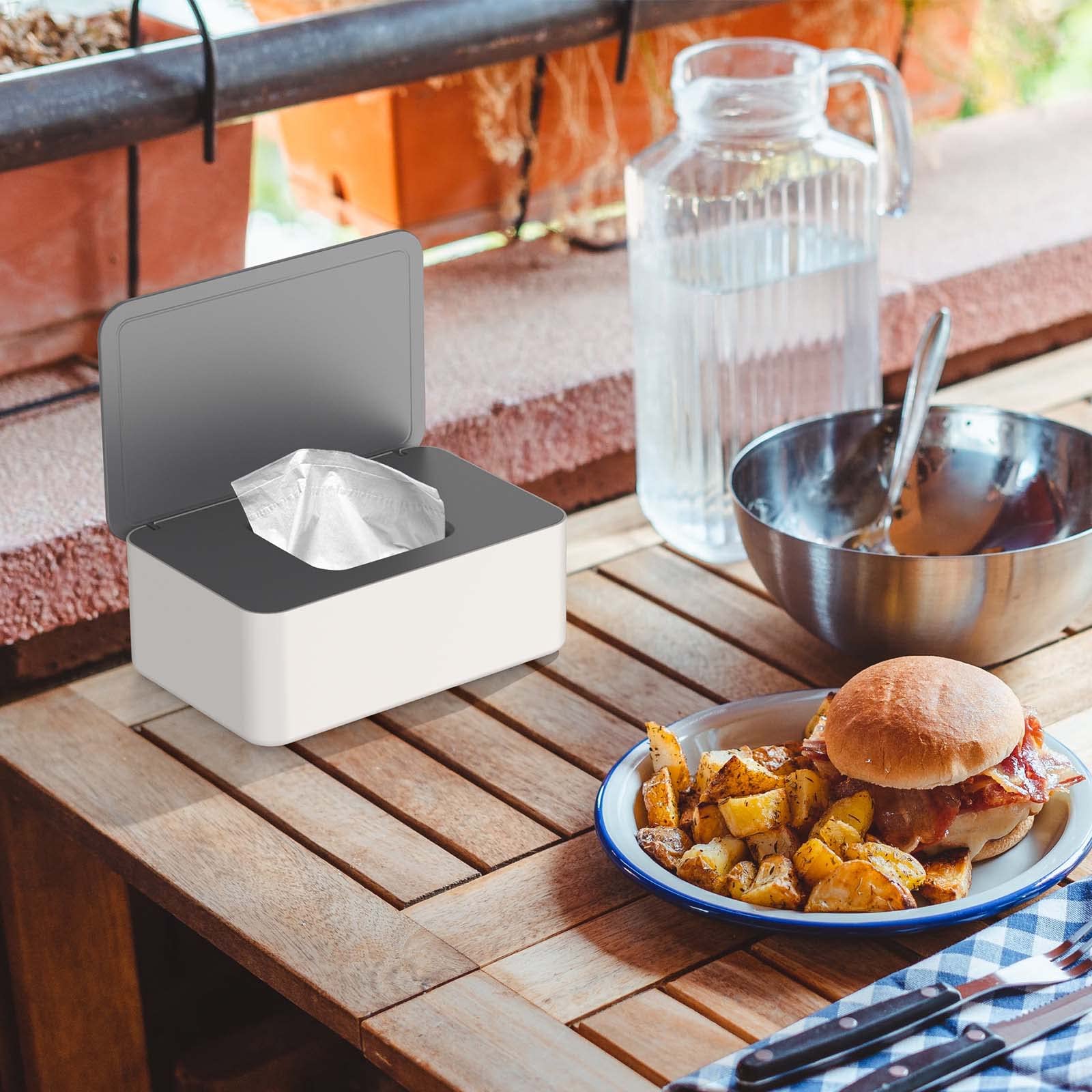 2 Piezas Caja para Toallitas y 2 Piezas Bolsa de Toallitas Húmedas, Caja para Toallitas Húmedas con Tapa Sello, dispensador de toallitas húmedas, caja para servilletas