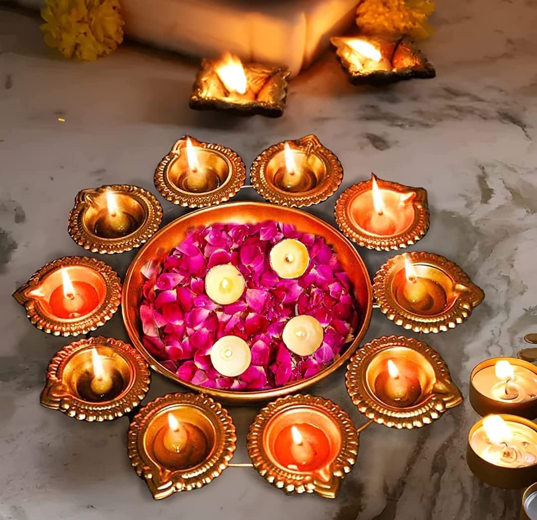 VRB DecTM Decorative Urli Bowl for Room | Diwali Decoration Items for Home | Diwali Decoration Items for Home Decor Living Room (12 Inch) (Pack of 1 Pcs) (URLI with Curved Leaf) (B0CKNGYF3J) Amazon Price History, Amazon Price Tracker