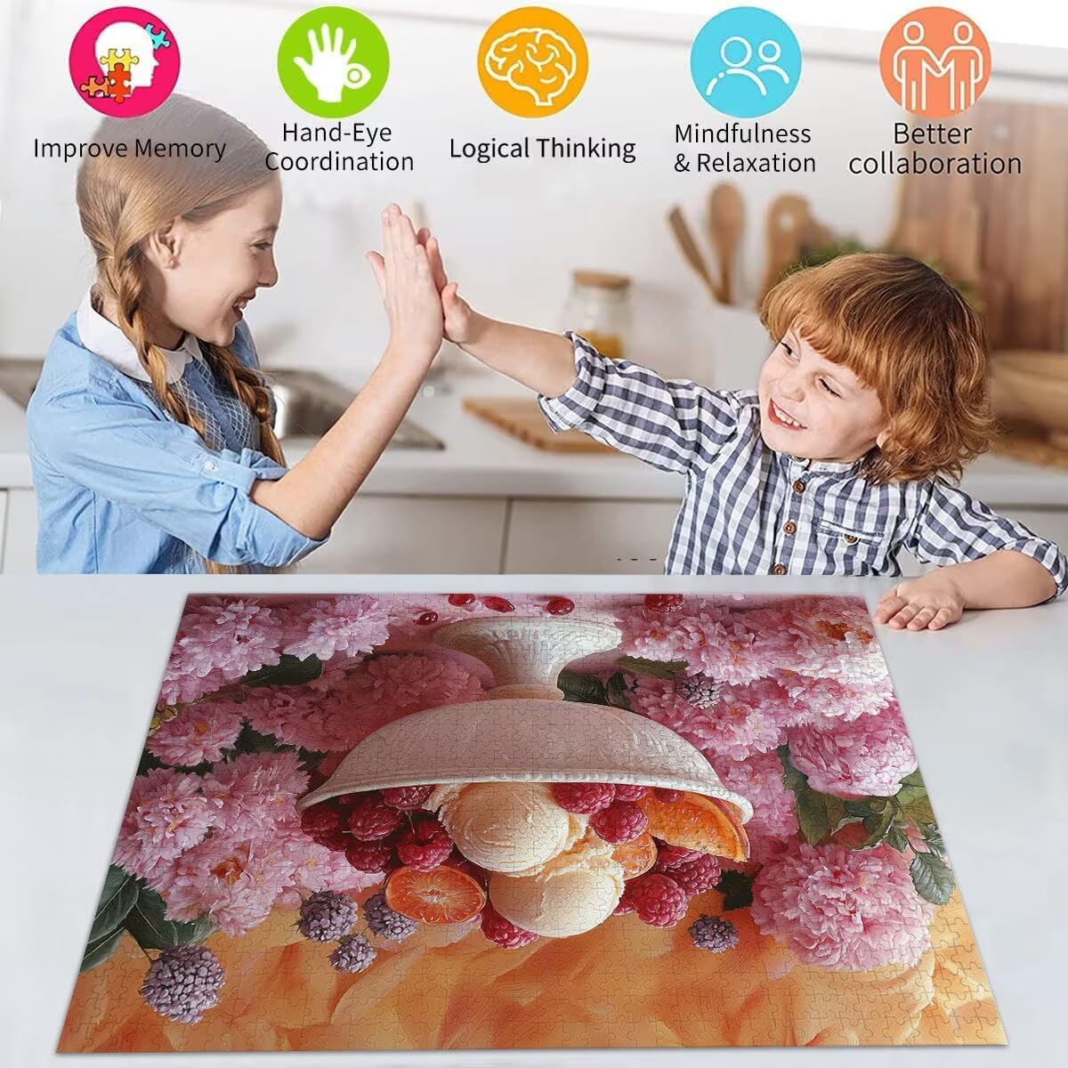 Puzzle Erwachsene 2000 Teile Nachtisch Blume Educa Jigsaw für Kinder ab 8 Jahren Mädchen Jungen, Erwachsene Impossible Klassische Puzzles Schwer, Anspruchsvoll Spielspaß, Als Geschenke 70x99cm t-946