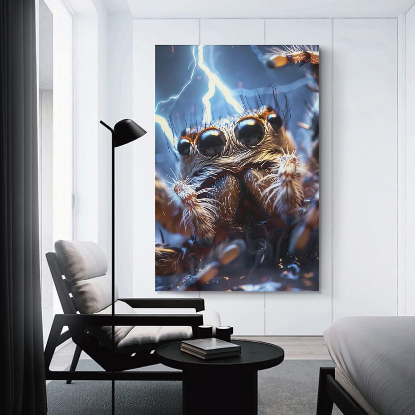 Junmoney Wall Picture Print Spider Lightning, 24x36inch(60x90cm), for Entrance Walls, Hall Decor Or Foyers, A Neat Decor Update for Hallways