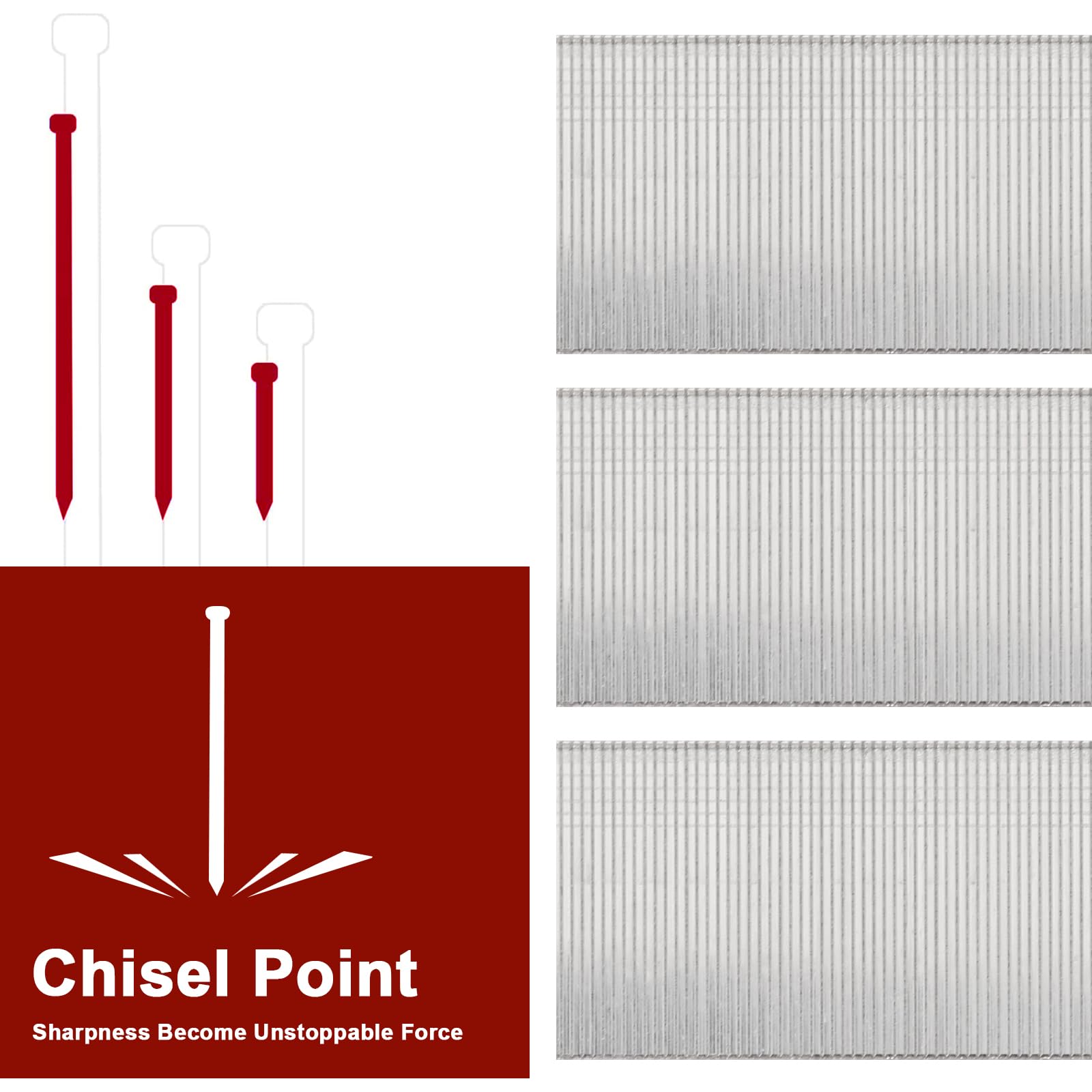 Cloueuse De Finition A Batterie DEWBIN 18 Gauge Brad Nails, 12000 Counts 1-1/2-inch 18 GA Brad Nails, Galvanized Nails For Nail Finishing Nails For Pneumatic Nailer