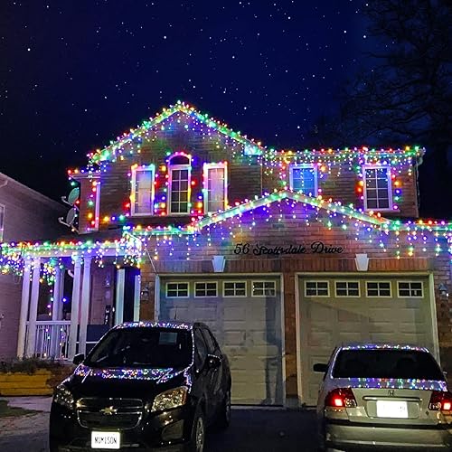Miniatura 8 de Luces de Navidad de carámbano para exteriores, 33 pies, 400 luces LED de carámbano para exteriores, luces parpadeantes para interiores con 8 modos