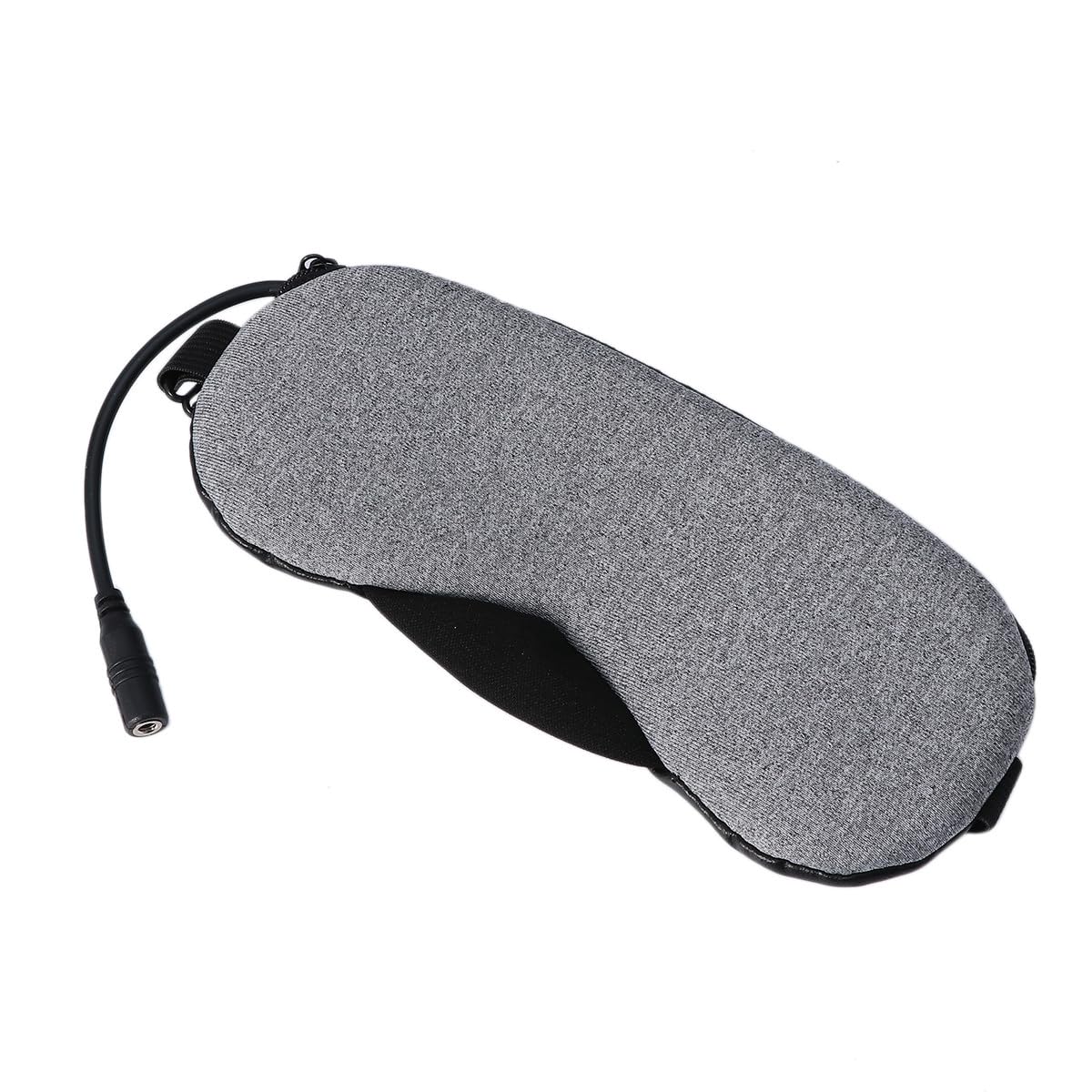 SECFOU Parche para Ojos USB Recargable de Vapor, Antifaz de Cuero Gris sin Aroma, Máscara Térmica para Dormir, Aliviar Fatiga Ocular y Dolores de Cabeza, Adecuado para Casa, Oficina