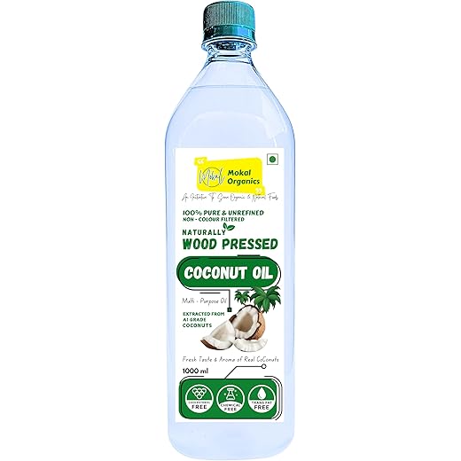 Mokal Organics Naturally Wood Pressed Coconut Oil 1L 100 Pu